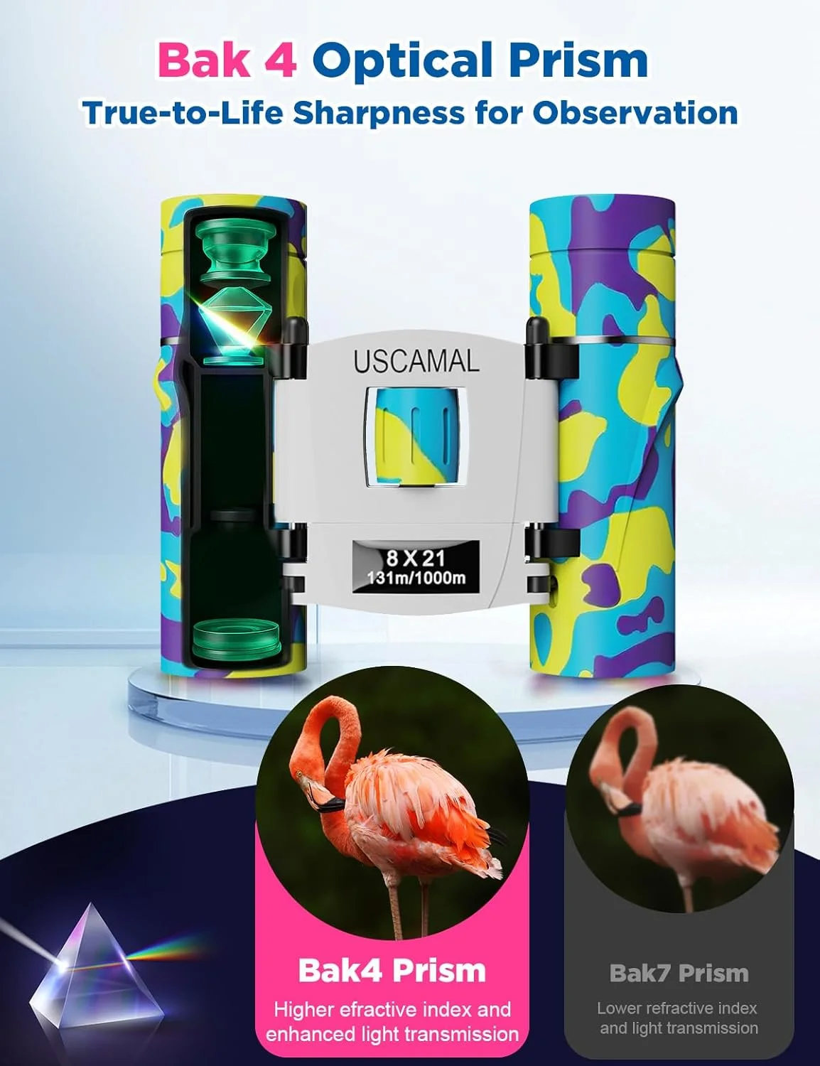 دوربین شکاری کوچک USCAMEL برای کودکان و بزرگسالان، 8×21 مینی دوربین شکاری - ایده آل برای تماشای پرندگان و مسافرت