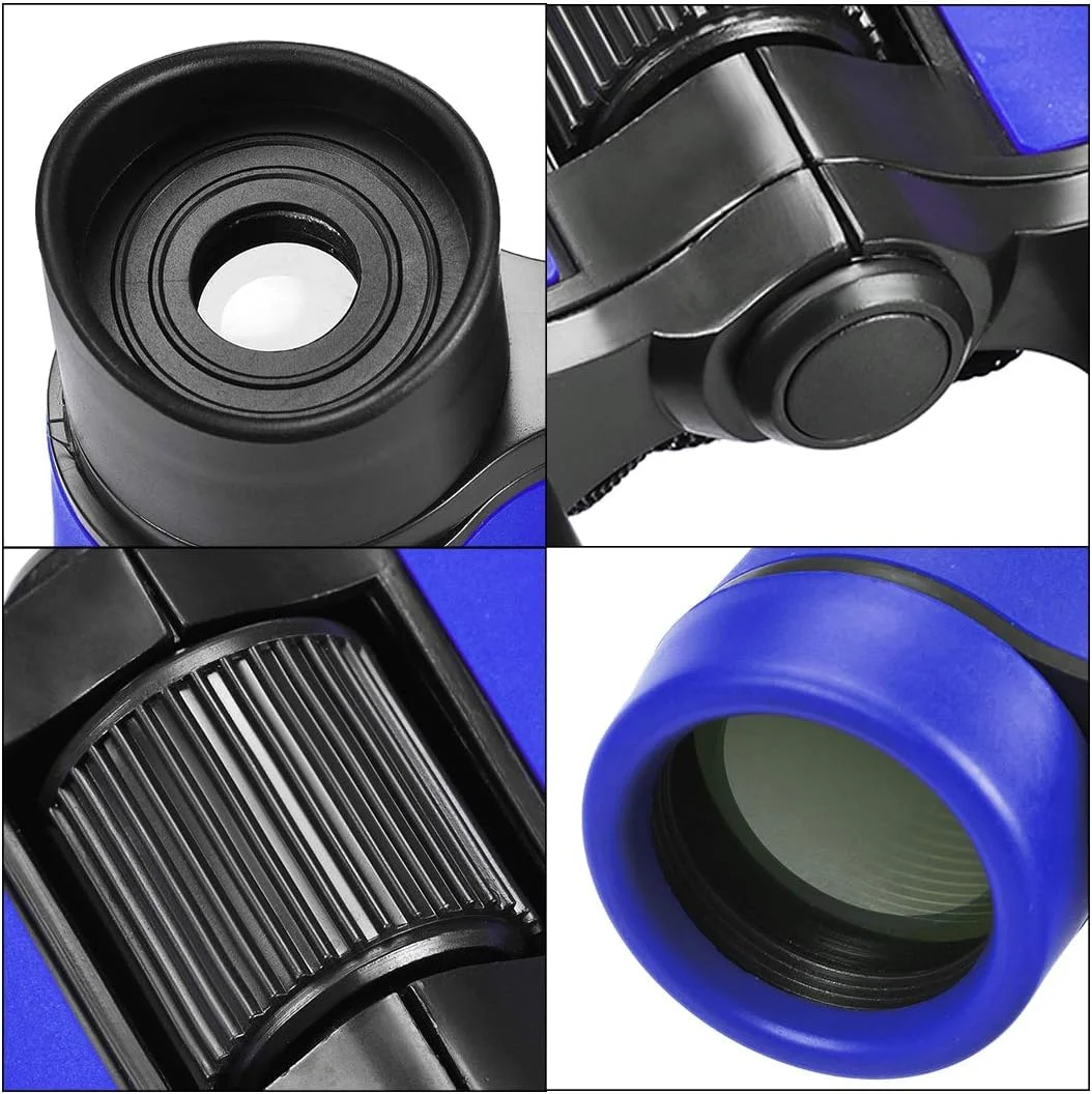 دوربین دوچشمی تاشو و جمع و جور 4X30 اوکسل، ضد ضربه، آبی، به همراه بند گردنی، مناسب تماشای پرندگان، پیاده روی و کمپینگ