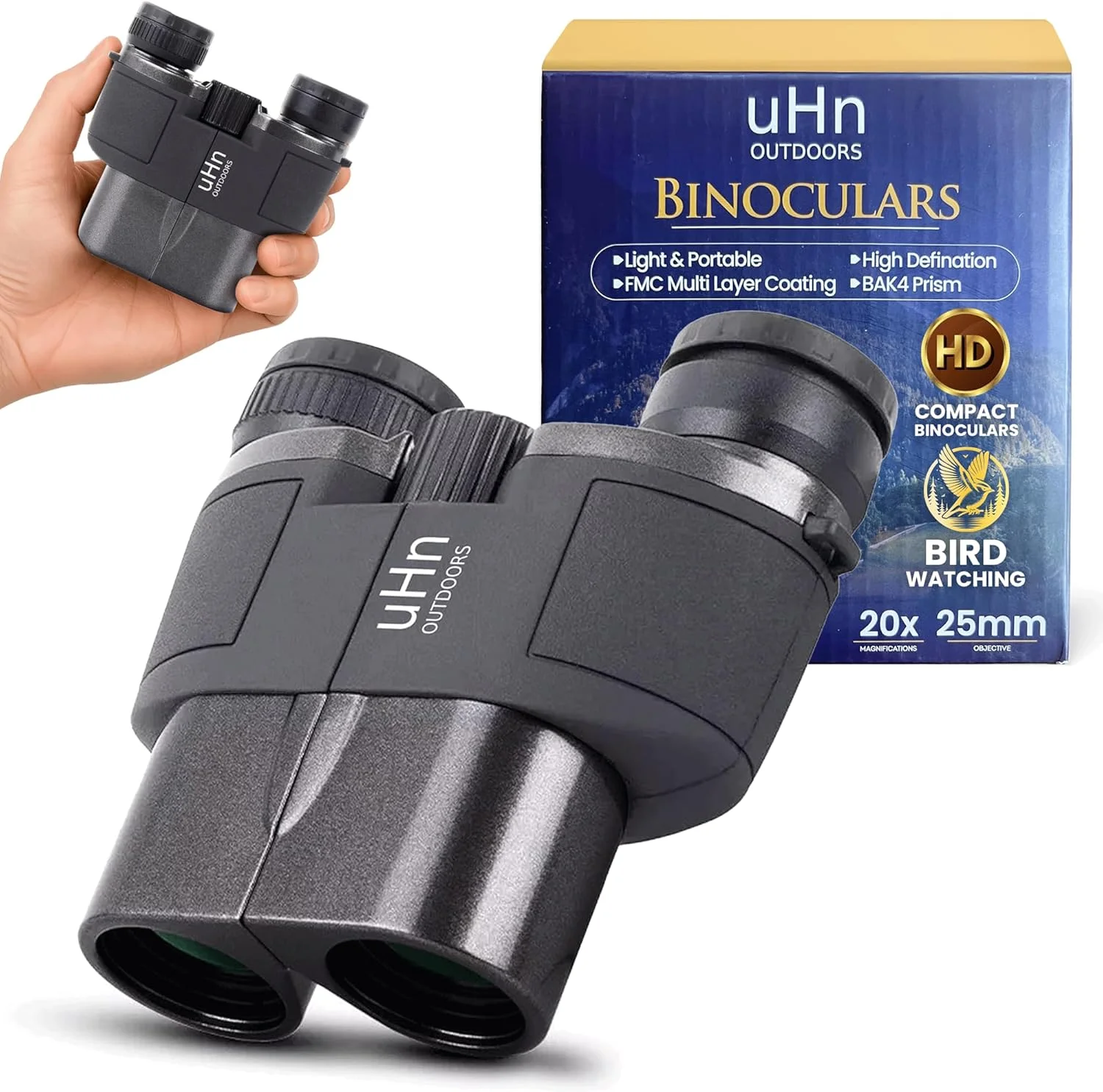 دوربین شکاری فشرده HD 20x25 برای بزرگسالان و کودکان، با قابلیت تنظیم دیوپتر منحصر به فرد، پوشش چند لایه FMC، ایده آل برای تماشای پرندگان، پیاده روی، گشت و گذار و رویدادهای زنده