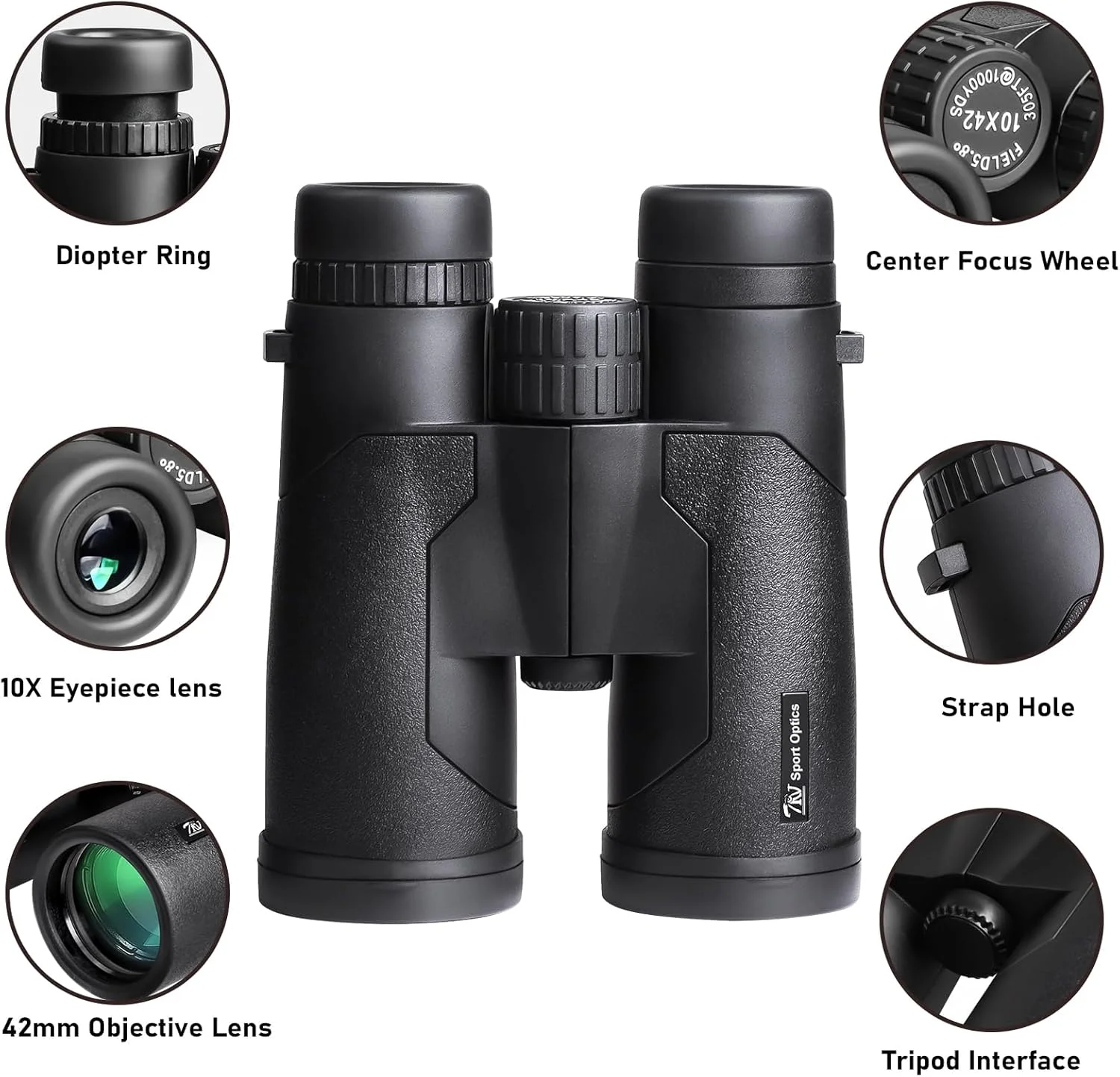 دوربین دوچشمی 10x42 با قدرت بالا برای بزرگسالان با منشور Bak7 و پوشش BMC - دوربین دوچشمی برای تماشای پرندگان، پیاده روی، کنسرت ها