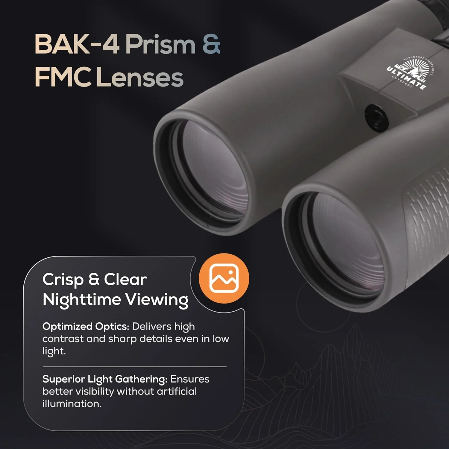 دوربین دوچشمی 12x50 HD برای بزرگسالان – دوربین دوچشمی قدرتمند ضد آب با آداپتور تلفن و پایه سه پایه | منشور BaK-4 برای تماشای پرندگان، شکار، تماشای ستارگان، مسافرت و گشت و گذار - خاکستری