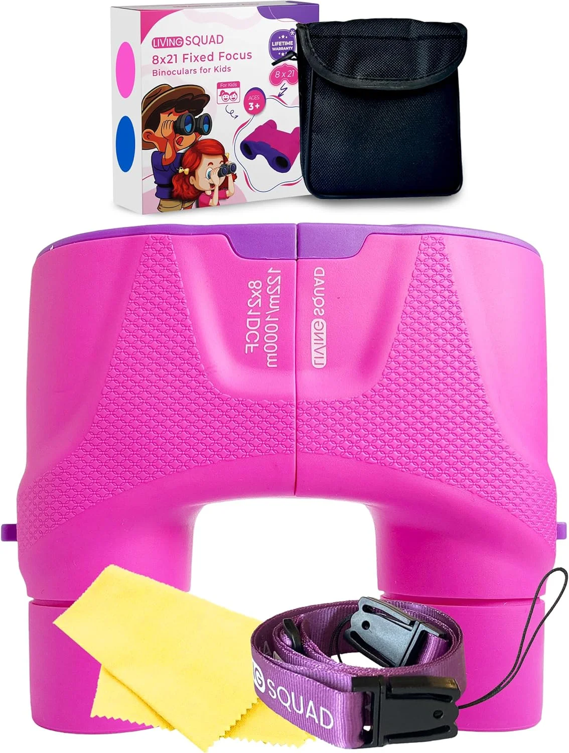 دوربین شکاری کودکانه 8x21 صورتی – فوکوس خودکار، بدون نیاز به تنظیم – دید واضح فوری برای سنین 3-12 سال – بزرگنمایی واقعی 8 برابر – ضد ضربه و ایمن – دوربین شکاری آسان برای فضای باز برای پسران و دختران – اسباب بازی STEM