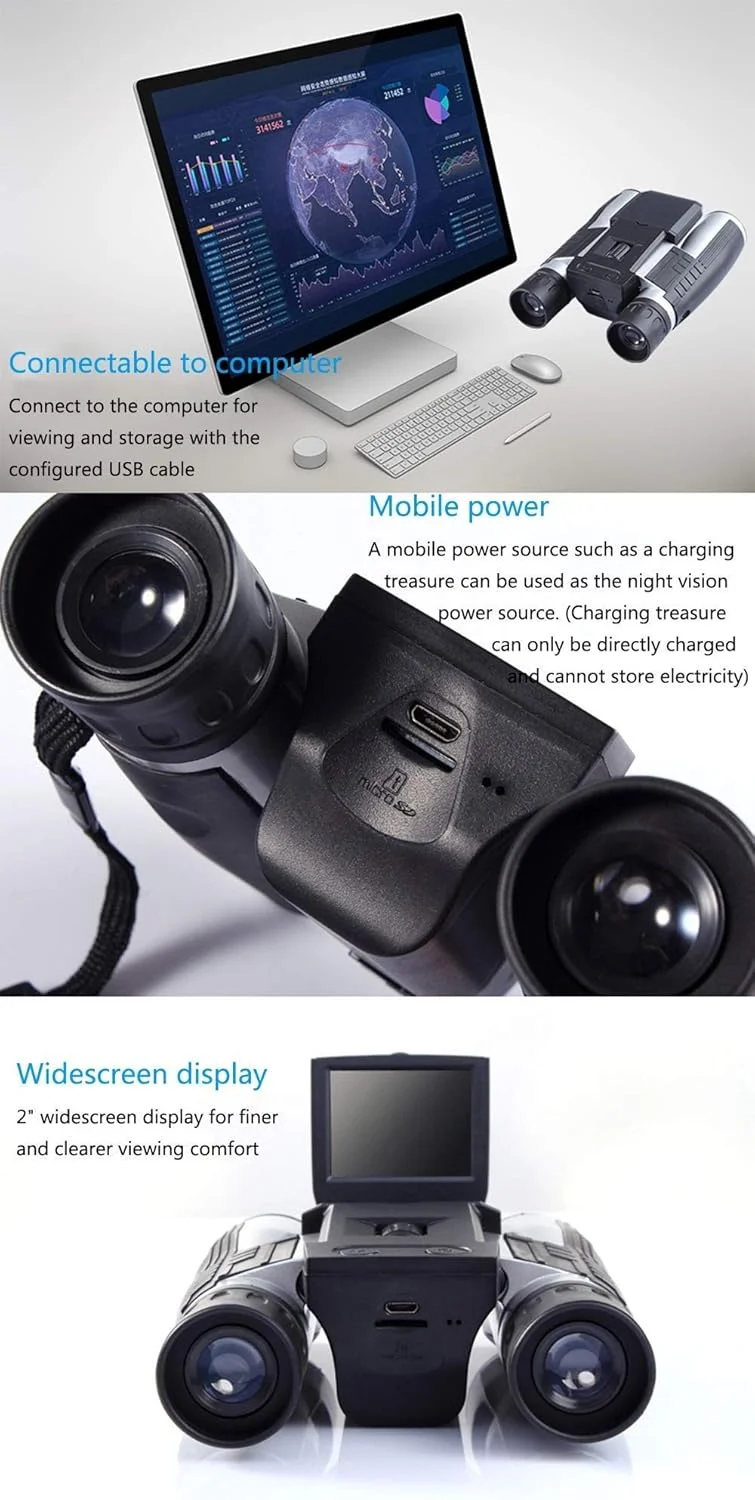 دوربین دوچشمی دیجیتال 12X32 با قابلیت فیلمبرداری، چند منظوره، مناسب برای تماشای پرندگان، مسافرت، شکار، تماشا و کنسرت دوربین دوچشمی دیجیتال 12X32 با قابلیت فیلمبرداری، چند منظوره، مناسب برای تماشای پرندگان، مسافرت، شکار، تماشا و کنسرت