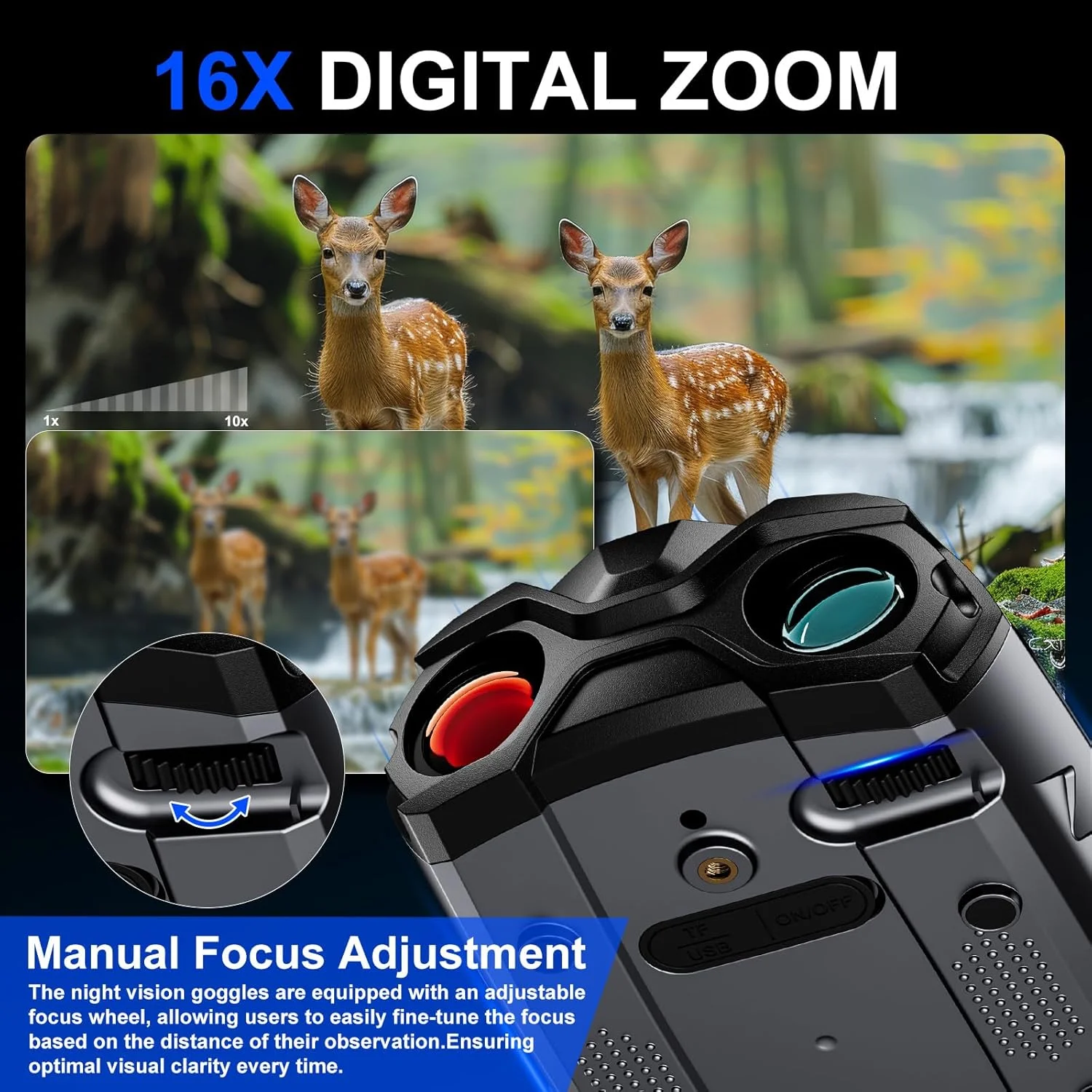 دوربین دید در شب، دوربین دوچشمی دید در شب 4K برای بزرگسالان با صفحه نمایش 3.5 اینچی HD، کارت TF 32 گیگابایتی برای عکس و فیلم، 9 دنده مادون قرمز و زوم دیجیتال 10X برای علاقه مندان به فضای باز و تماشاگران حیوانات