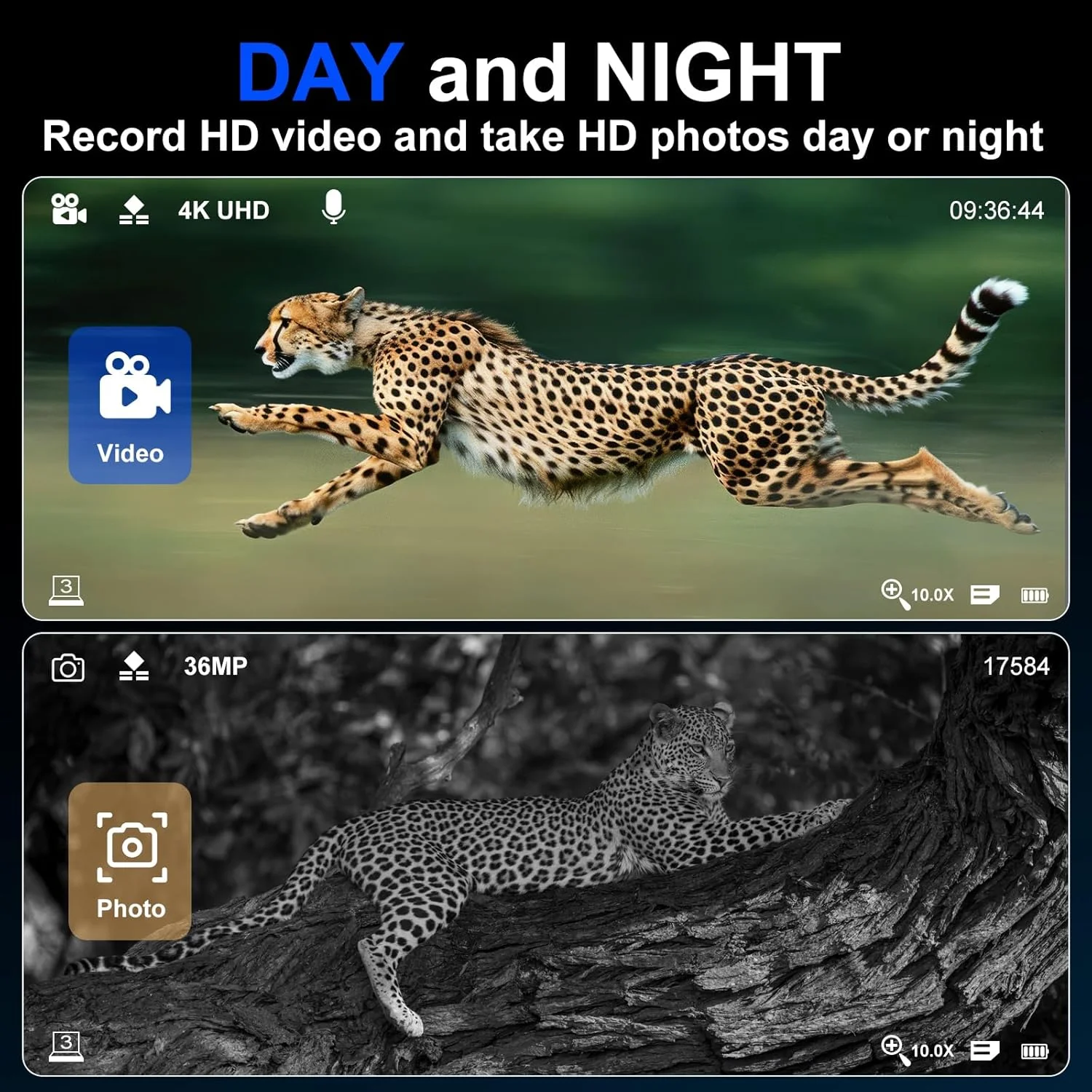 دوربین دید در شب، دوربین دوچشمی دید در شب 4K برای بزرگسالان با صفحه نمایش 3.5 اینچی HD، کارت TF 32 گیگابایتی برای عکس و فیلم، 9 دنده مادون قرمز و زوم دیجیتال 10X برای علاقه مندان به فضای باز و تماشاگران حیوانات