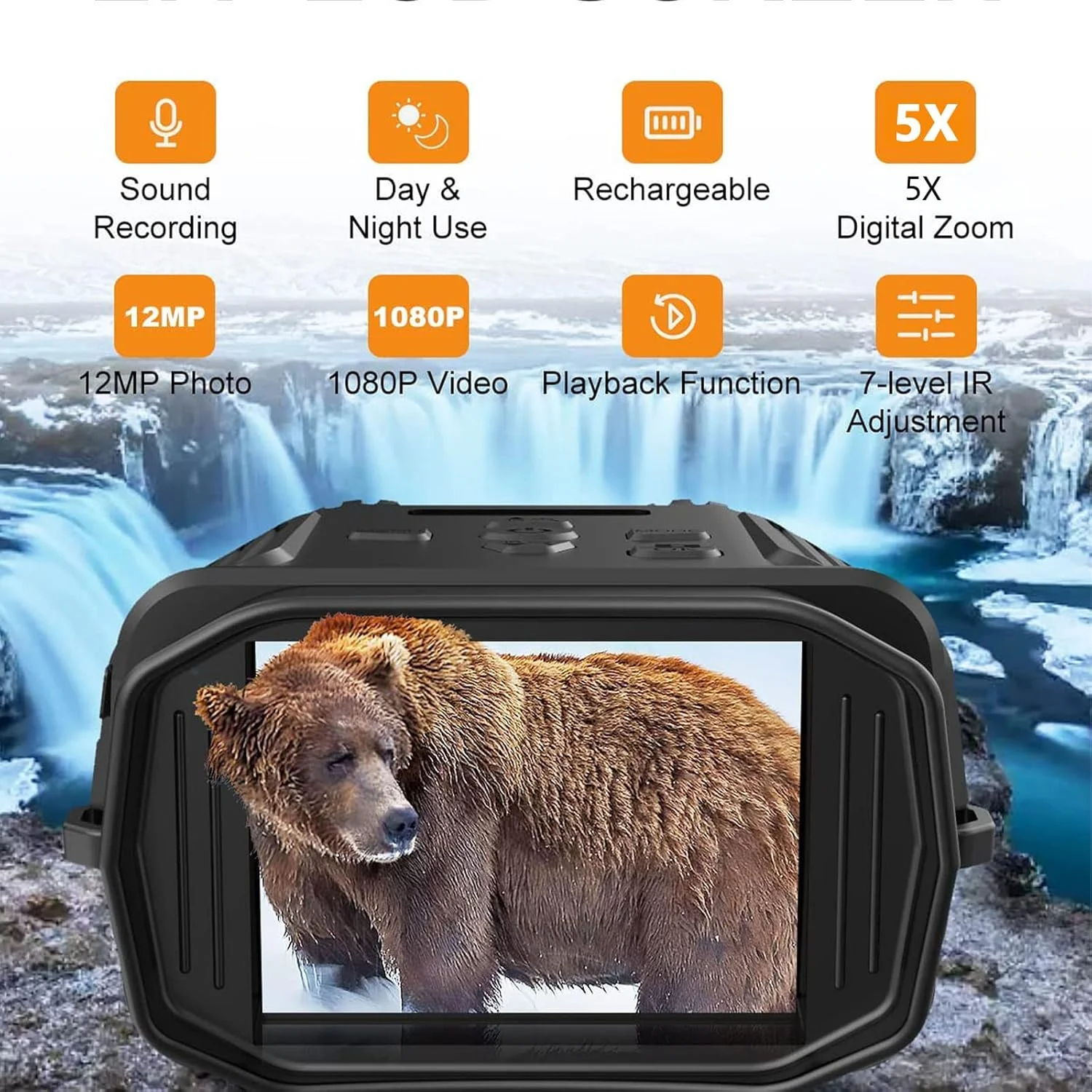 دوربین دید در شب، دوربین دوچشمی دید در شب برای شکار، زوم دیجیتال 5X تک چشمی دید در شب مادون قرمز 1080P برای مشاهده 300 متر در تاریکی مطلق