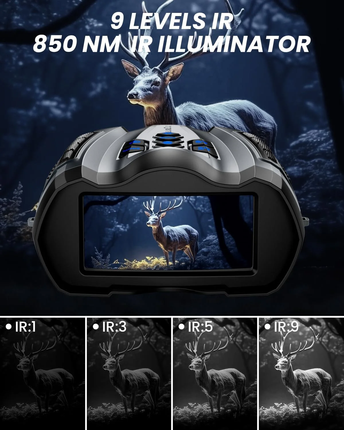 دوربین دید در شب 4K، دوربین دوچشمی با دوربین، باتری 4000 میلی آمپر ساعتی، دید در شب 9 حالته، زوم دیجیتال 10X، صفحه نمایش HD 3 اینچی و کارت TF 32 گیگابایتی، خاکستری روشن دوربین دید در شب 4K، دوربین دوچشمی با دوربین، باتری 4000 میلی آمپر ساعتی، دید در شب 9 حالته، زوم دیجیتال 10X، صفحه نمایش HD 3 اینچی و کارت TF 32 گیگابایتی، خاکستری روشن