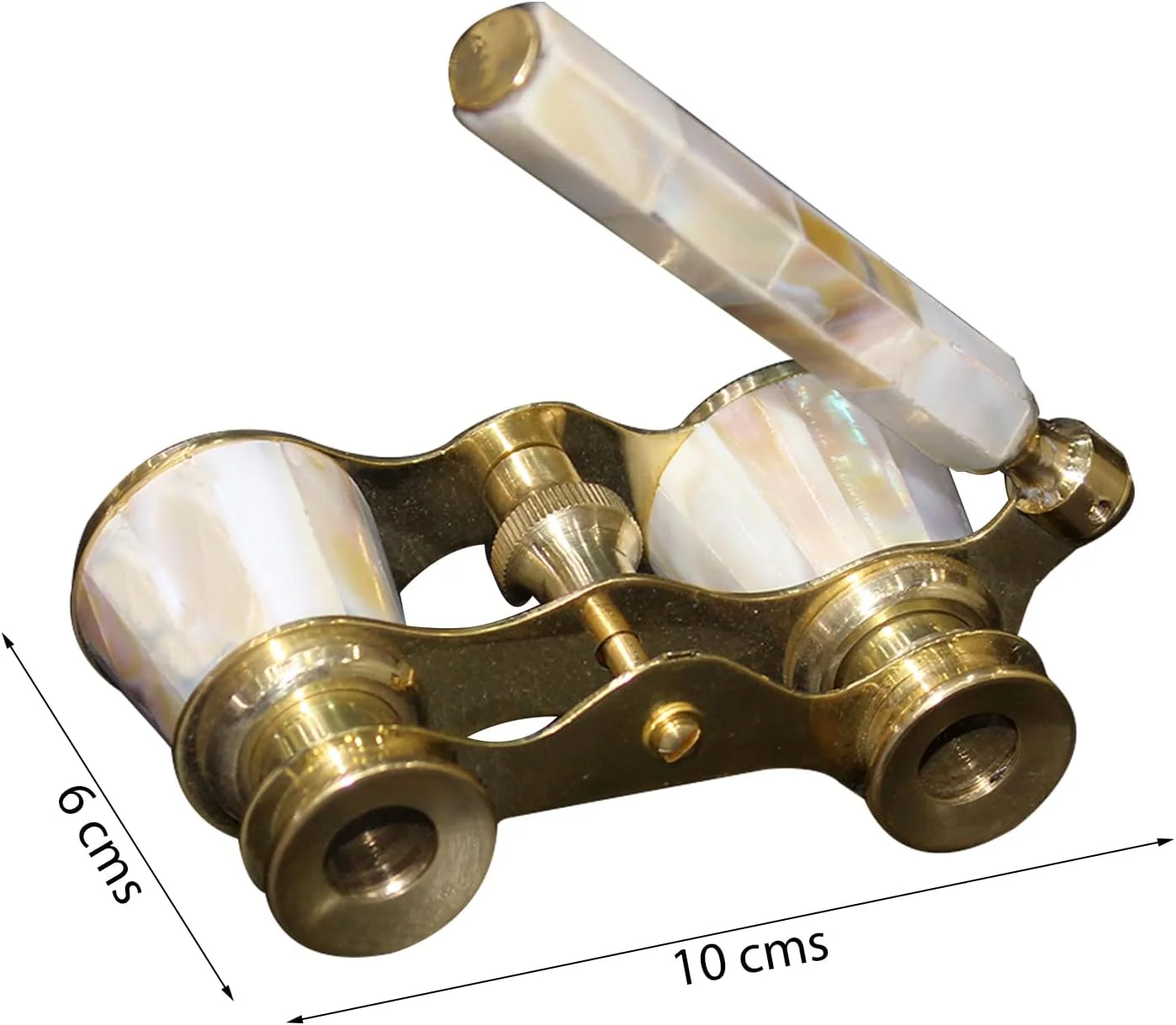 دوربین شکاری برنجی با طراحی قدیمی و دسته، مزین به صدف