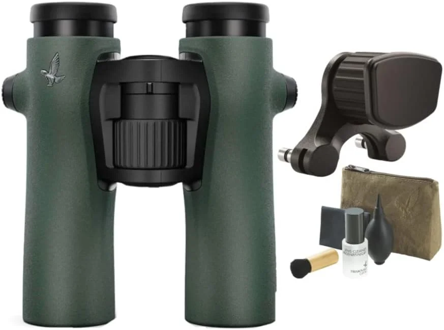 دوربین دوچشمی SWAROVSKI OPTIK NL Pure 8 x 32 (سبز) به همراه تکیه گاه پیشانی و کیت تمیز کننده SWAROVSKI OPTIK (3 قطعه)