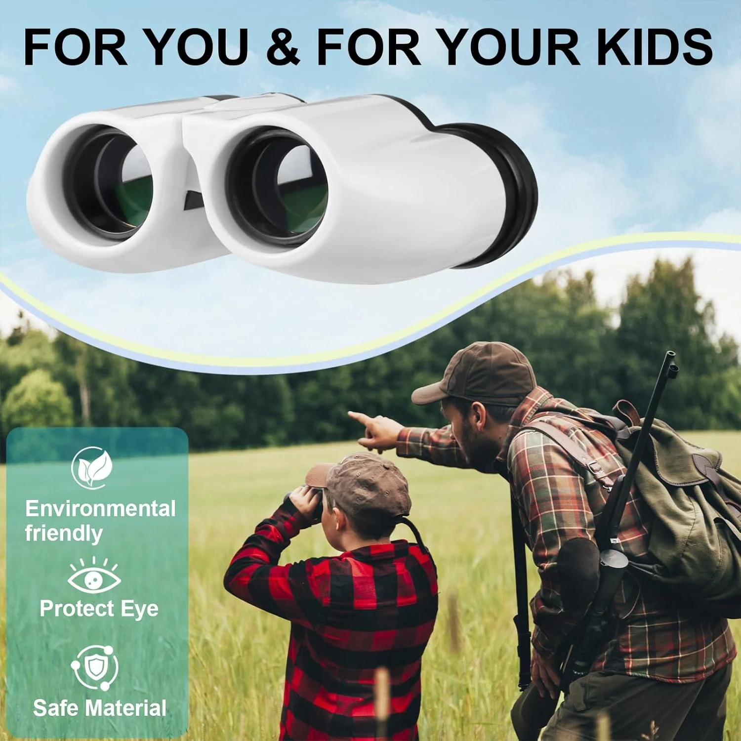 دوربین دوچشمی - سبک وزن 142 گرمی، جیبی، منشور BAK4 با پوشش FMC مناسب برای کاوش در فضای باز، تماشای پرندگان، پیاده روی، کمپینگ - دوربین دوچشمی جمع و جور مناسب کودکان با بند گردنی