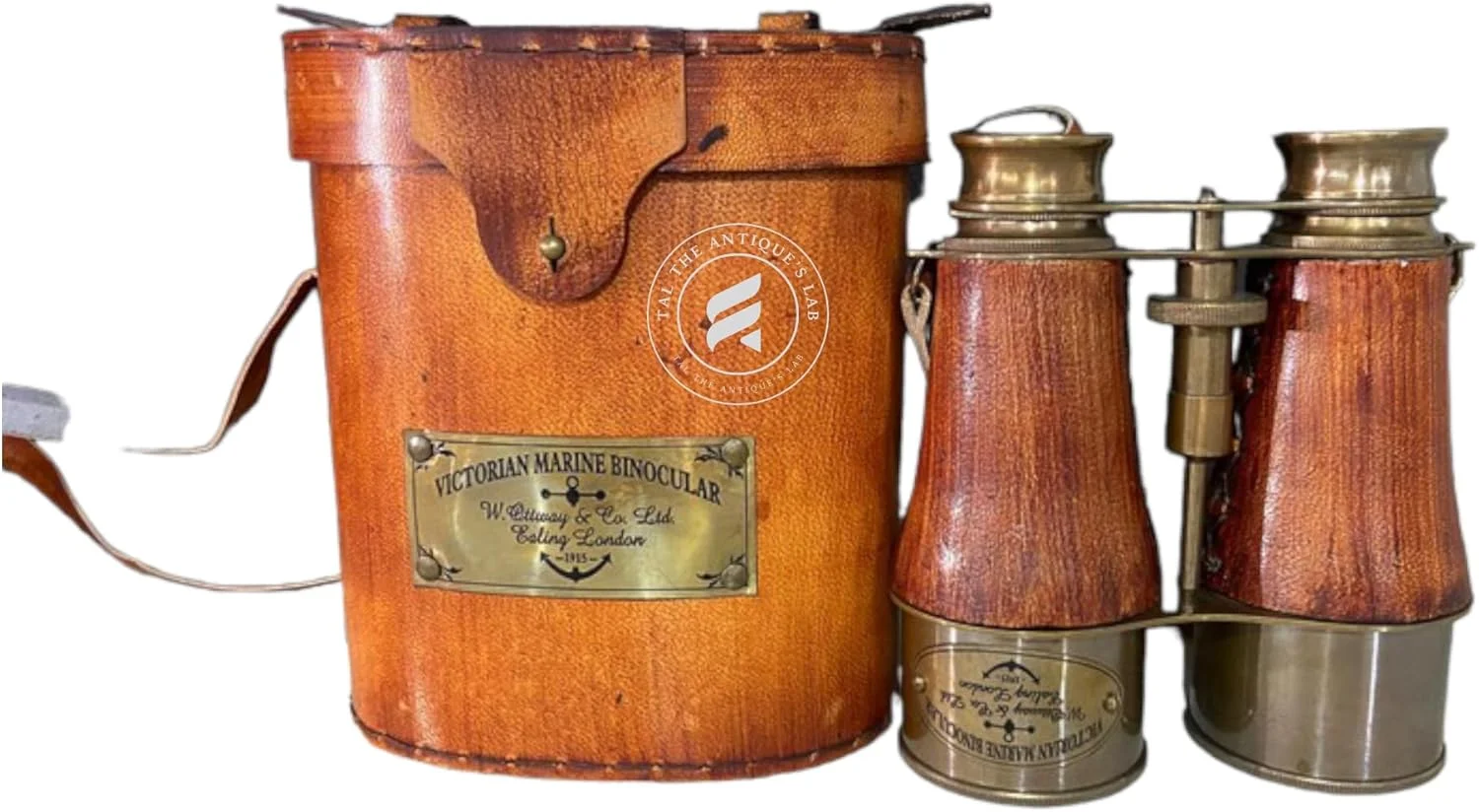 دوربین دوچشمی و تک چشمی برنجی و چرمی آزمایشگاه عتیقه TAL - عینک اپرای ویکتوریایی دریایی، لندن 1915، دکوراسیون منزل و دفتر