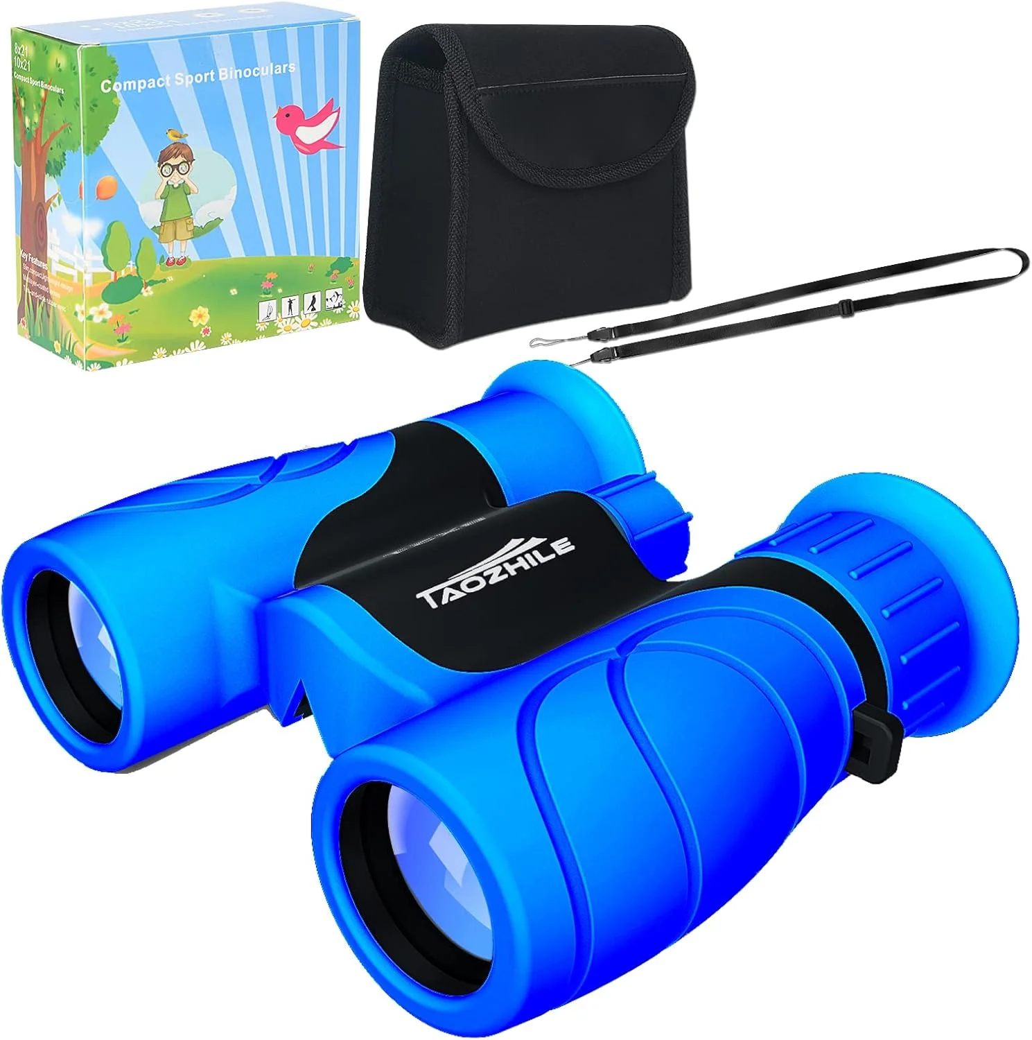 دوربین شکاری کودکانه، دوربین شکاری فشرده 8x21 با وضوح بالا برای تماشای پرندگان، کمپینگ، کاوش، پیاده روی، شکار، رویدادهای ورزشی و هدایای پارک سافاری (آبی تیره)