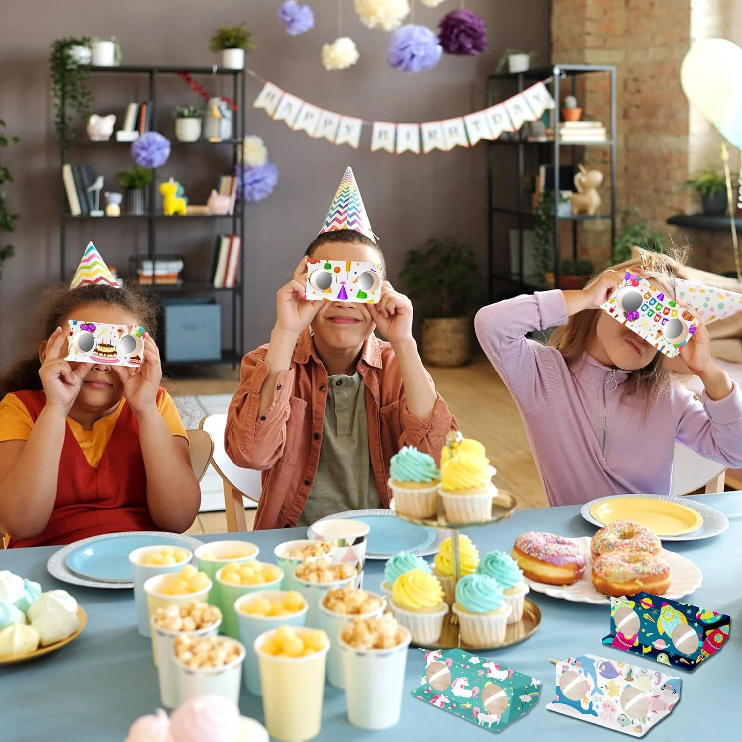 دوربین شکاری مقوایی تاشو ۱۲ عددی با ماژیک رنگ آمیزی - اسباب بازی هنری و کاردستی DIY با بزرگنمایی 3 برابر برای پسران و دختران، لوازم جشن تولد و فعالیت کلاسی