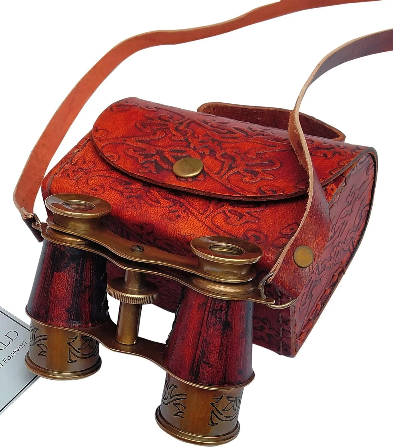 دوربین شکاری برنجی عتیقه کاپیتان SUGRA با روکش چرم قرمز 4 اینچی - دوربین شکاری دریایی قدیمی برای کودکان و بزرگسالان - ایده آل برای پیاده روی، کمپینگ، تماشای پرندگان، شکار و ماجراجویی در فضای باز