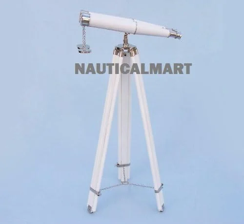 دوربین دوچشمی ایستاده با روکش چرم سفید کرومی 62 اینچی ناوتیکال مارت