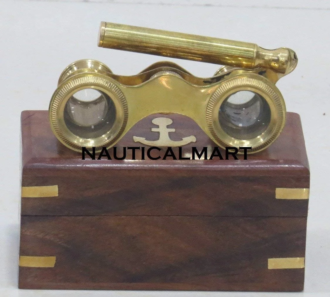 دوربین تئاتری برنجی با دسته برنجی - 4 اینچ - دوربین دوچشمی مینیاتوری