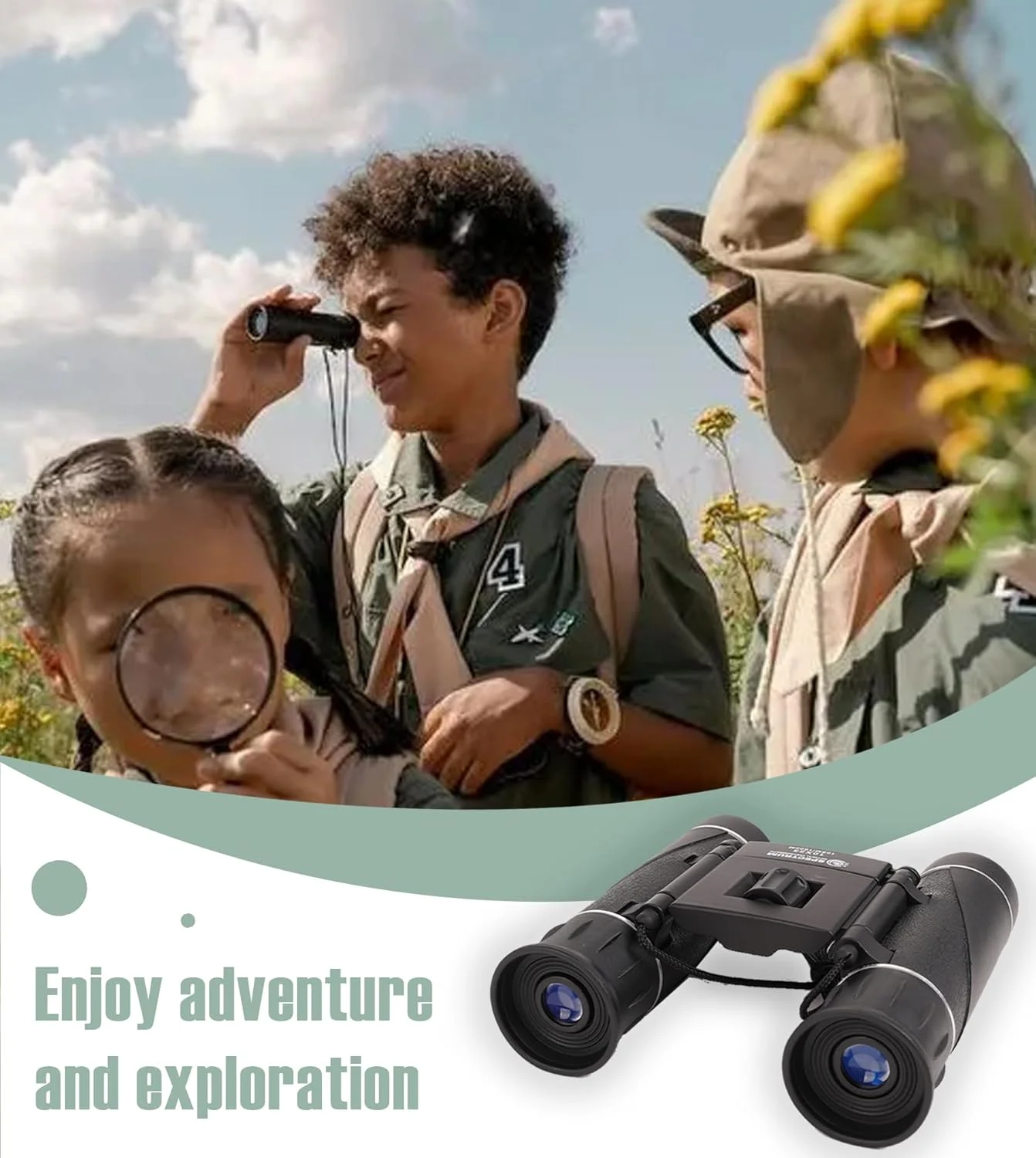 دوربین دوچشمی SpectrumOI برای کودکان، 10X25، دوربین دوچشمی برای کودکان 8-12 سال، دوربین دوچشمی اسباب بازی برای کودکان 5-7 سال