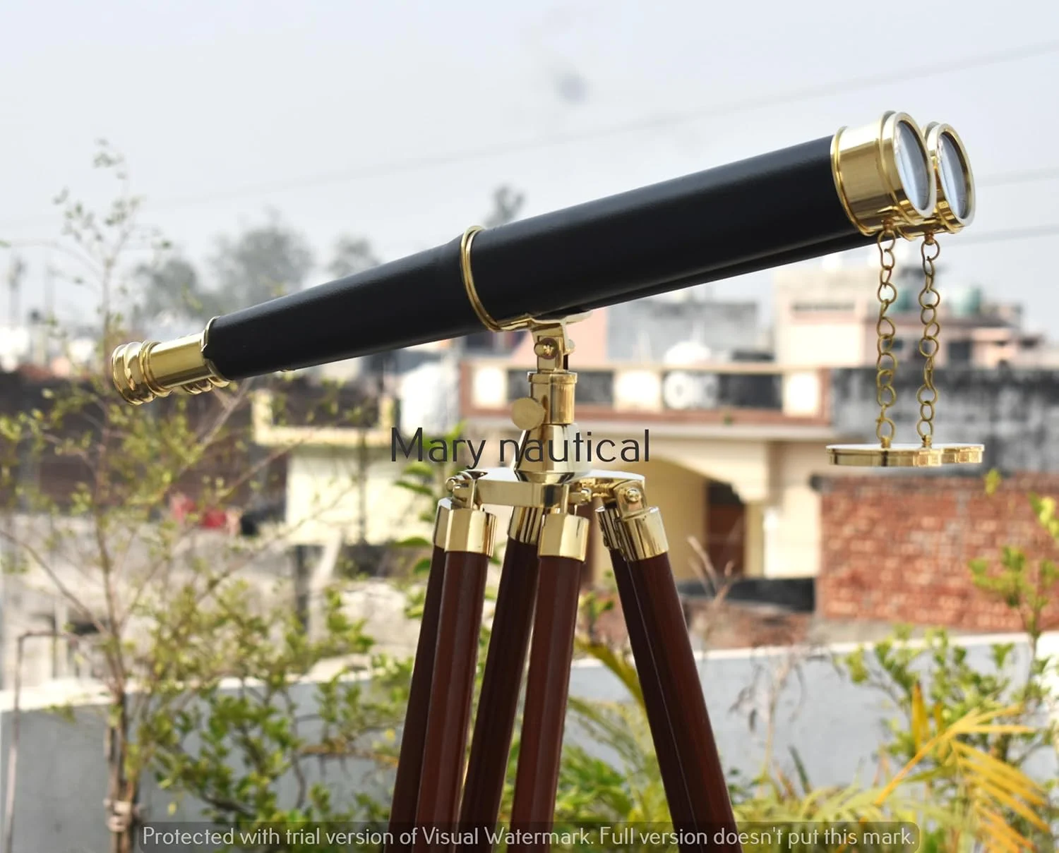 دوربین دوچشمی ایستاده برنجی با سه پایه - تلسکوپ دریایی برای بزرگسالان | تماشای پرندگان، دکور دریایی، پیاده روی، کمپینگ و استفاده در فضای باز