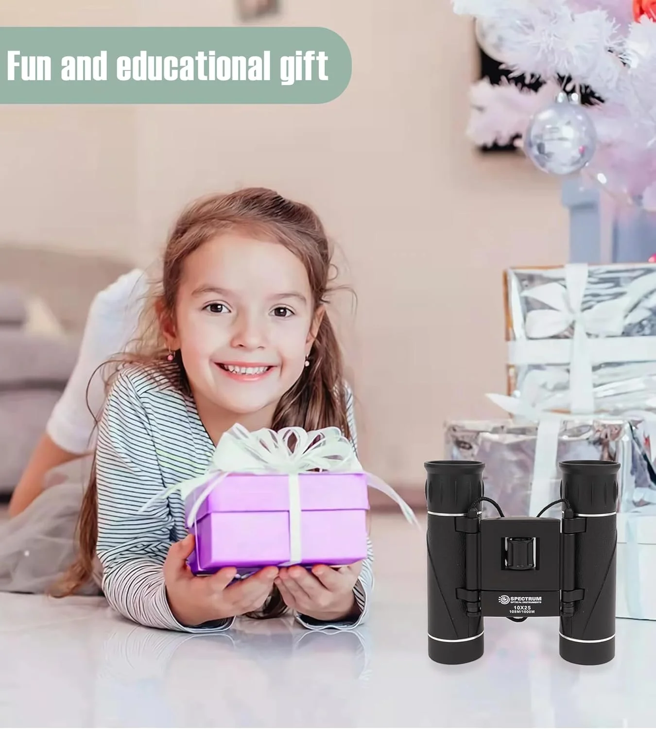 دوربین دوچشمی SpectrumOI برای کودکان، 10X25، دوربین دوچشمی برای کودکان 8-12 سال، دوربین دوچشمی اسباب بازی برای کودکان 5-7 سال
