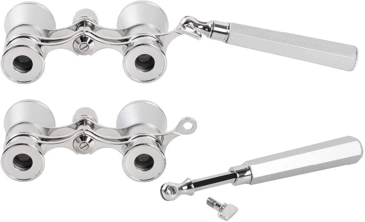دوربین تئاتر نقره ای 3X25 با لنز پوشش داده شده، دوربین تلسکوپی، عینک تئاتر با دسته، هدیه ای برای بانوان و دختران