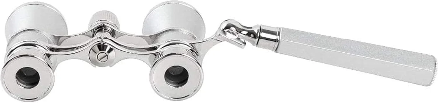 دوربین تئاتر نقره ای 3X25 با لنز پوشش داده شده، دوربین تلسکوپی، عینک تئاتر با دسته، هدیه ای برای بانوان و دختران
