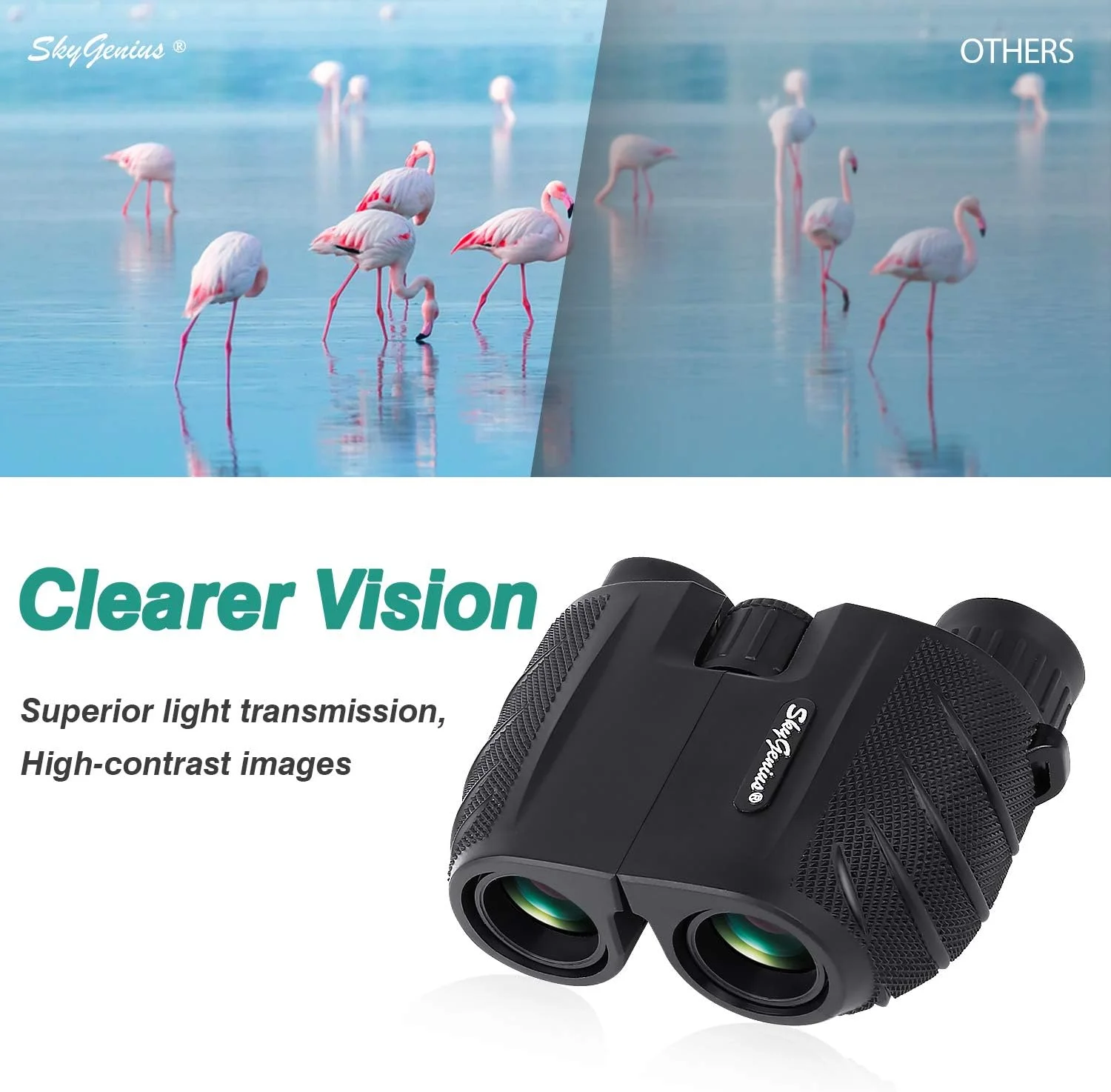 دوربین شکاری جمع و جور 10x25 SkyGenius برای بزرگسالان و کودکان، کوچک برای تماشای پرندگان، تئاتر و کنسرت، مسافرت در فضای باز، گشت و گذار، شکار و پیاده روی
