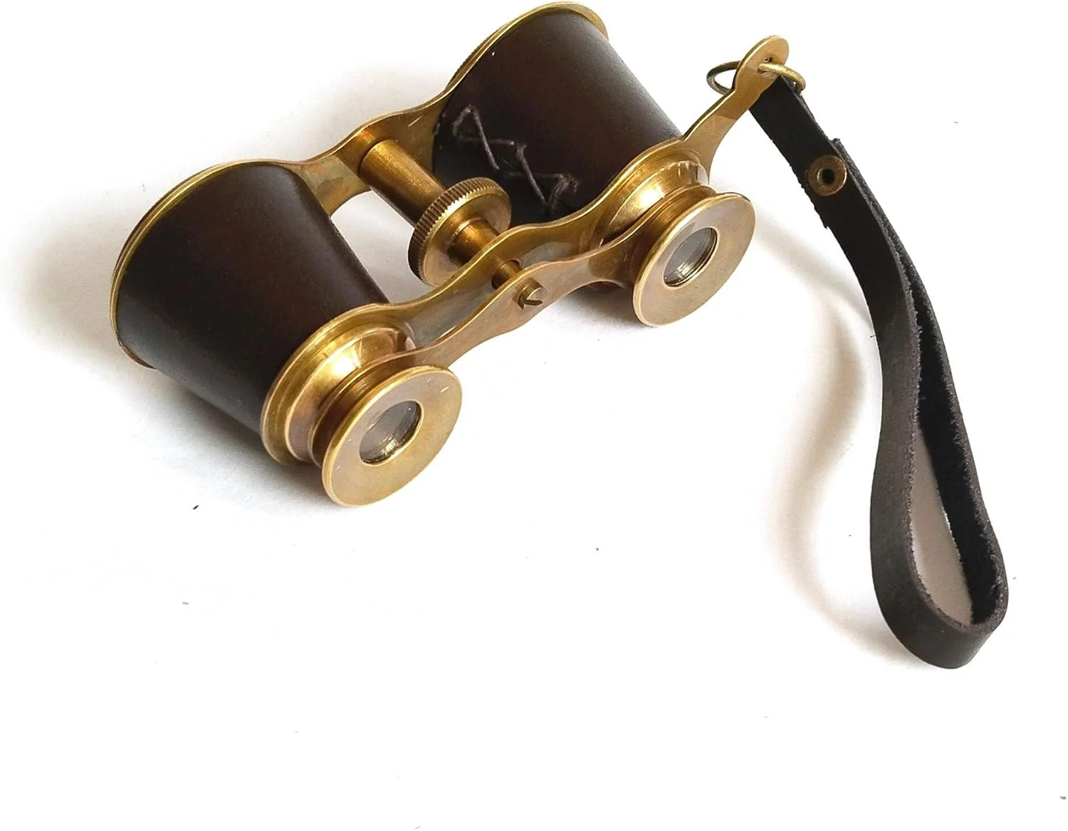 دوربین شکاری برنجی کاپیتان - دوربین شکاری دستی با روکش چرمی قهوه ای و بدنه برنجی - دوربین شکاری جیبی برای کودکان، تماشای پرندگان و شکار