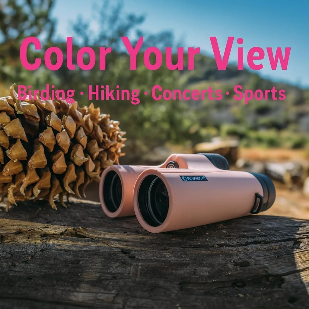 دوربین دوچشمی بارسکا Crush 10x42 - طراحی سبک، جمع و جور و ضد ضربه در رنگ های روشن برای پیاده روی، مسافرت، کنسرت، ورزش، ایده آل برای هدیه - کیف و بند گردنی همراه