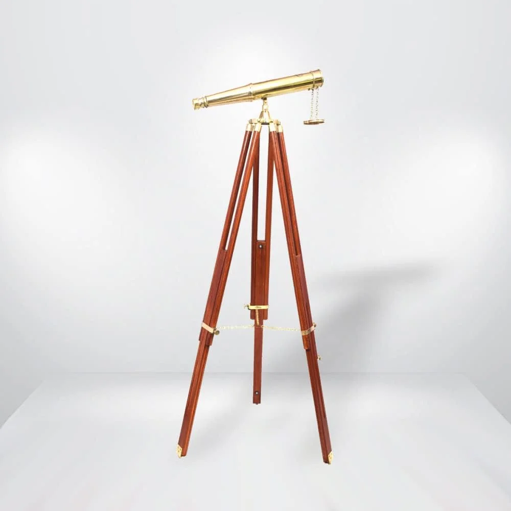 دوربین دوچشمی برنجی ایستاده 157 سانتی‌متری، (157 سانتی‌متر، رنگ: برنجی طلایی) دکوری منزل دریایی