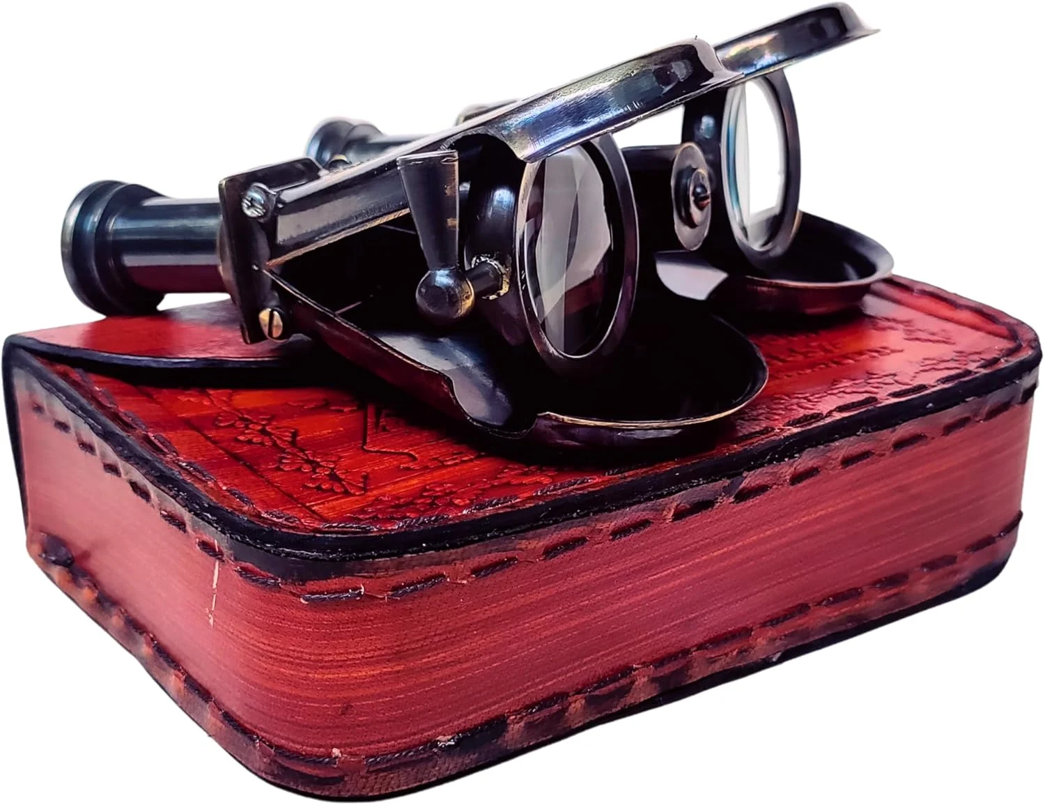 دوربین شکاری برنجی عتیقه - کلکسیونی قدیمی برای تماشای پرندگان، شکار و دکوراسیون دریایی - مدل R&J Beck Ltd London 1857 به همراه کیف چرمی (مشکی)