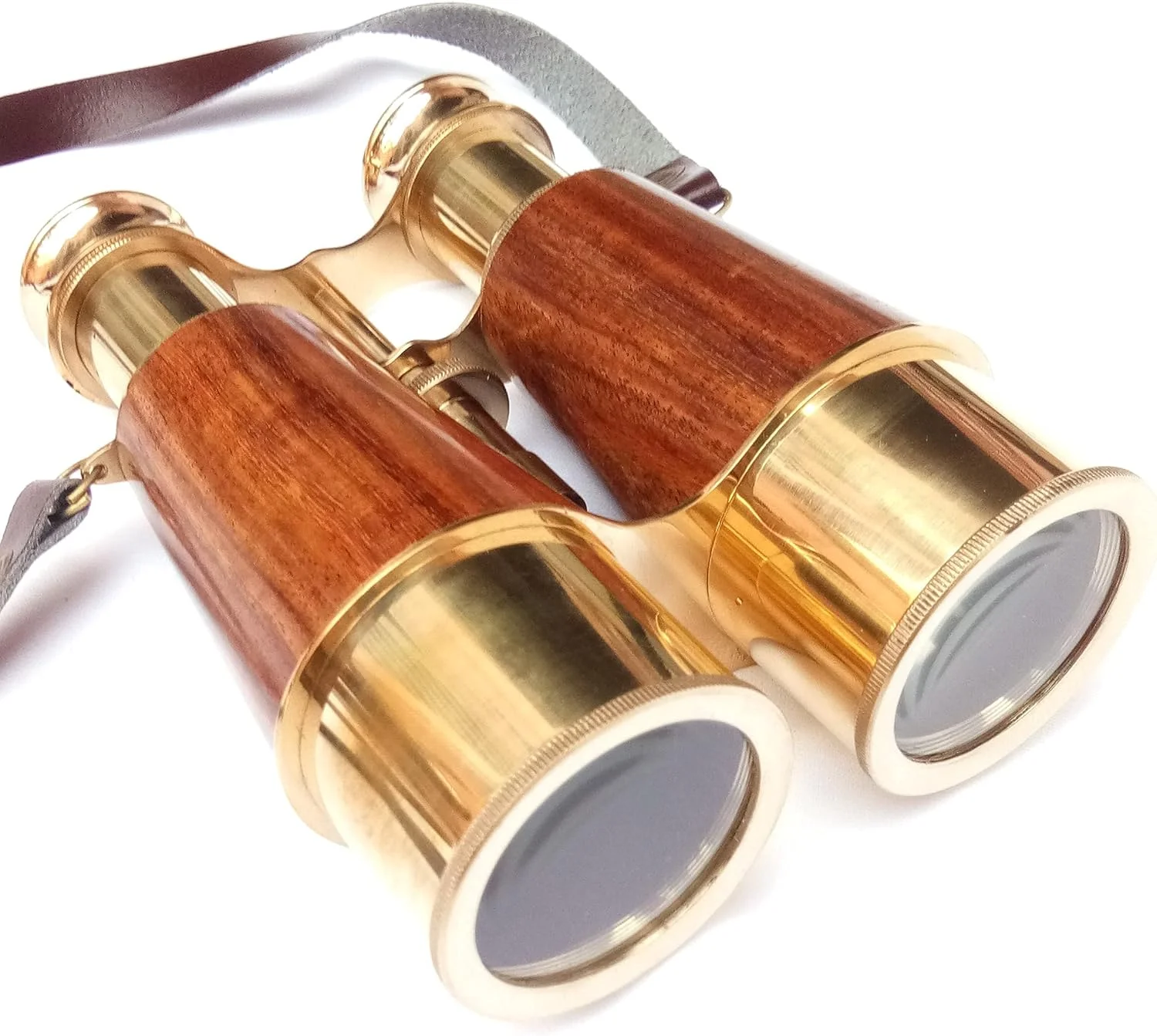 دوربین شکاری برنجی جامد و براق عتیقه برای بزرگسالان و کودکان با بند گردنی چرمی، دوربین شکاری دریایی جمع و جور 6 اینچی برای تماشای پرندگان، شکار و بازی های ورزشی (ماکت)