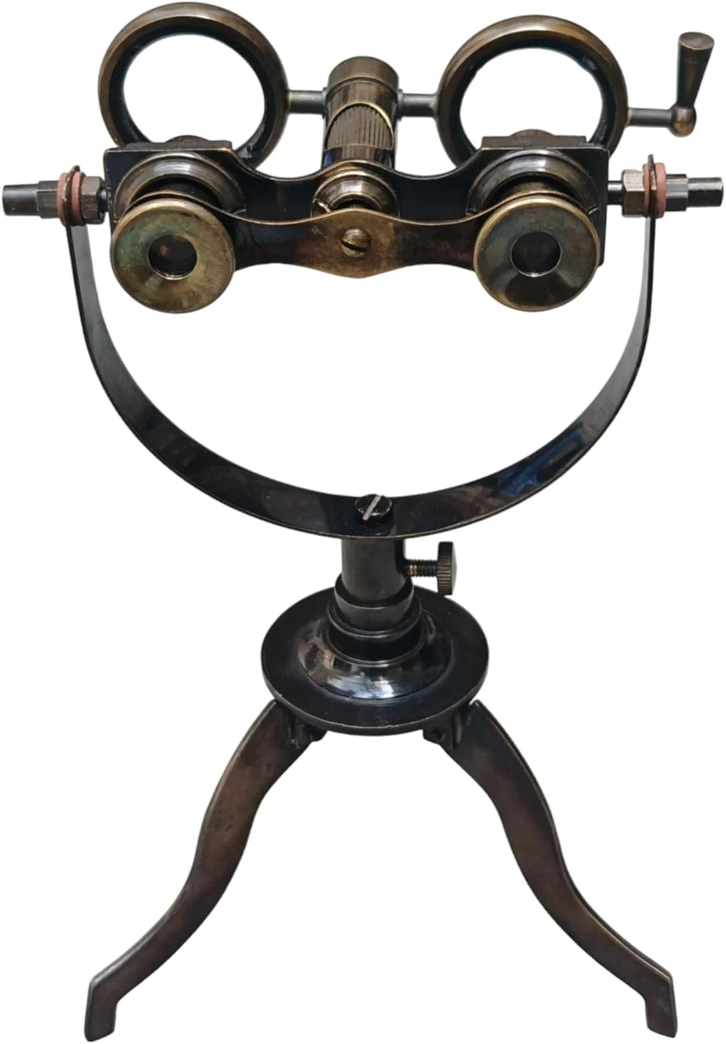 دکوری میز دوربین دوچشمی برنجی عتیقه با پایه سه پایه قابل تنظیم - لوازم جانبی میز اداری قدیمی