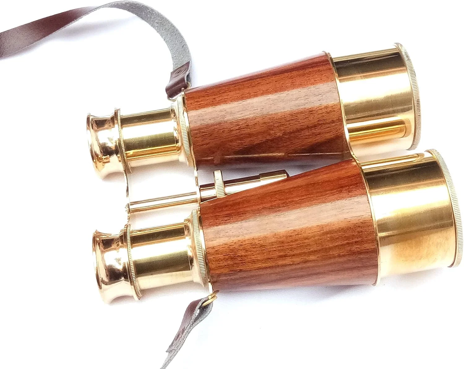 دوربین شکاری برنجی جامد و براق عتیقه برای بزرگسالان و کودکان با بند گردنی چرمی، دوربین شکاری دریایی جمع و جور 6 اینچی برای تماشای پرندگان، شکار و بازی های ورزشی (ماکت)