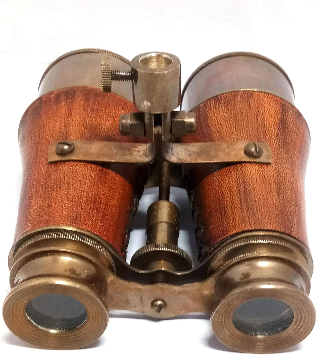 دوربین شکاری 14 اینچی برنجی عتیقه با روکش چرمی قرمز و سه پایه چوبی رومیزی، دوربین شکاری با تنظیم آسان، دوربین شکاری قابل حمل (مدل بازسازی شده)