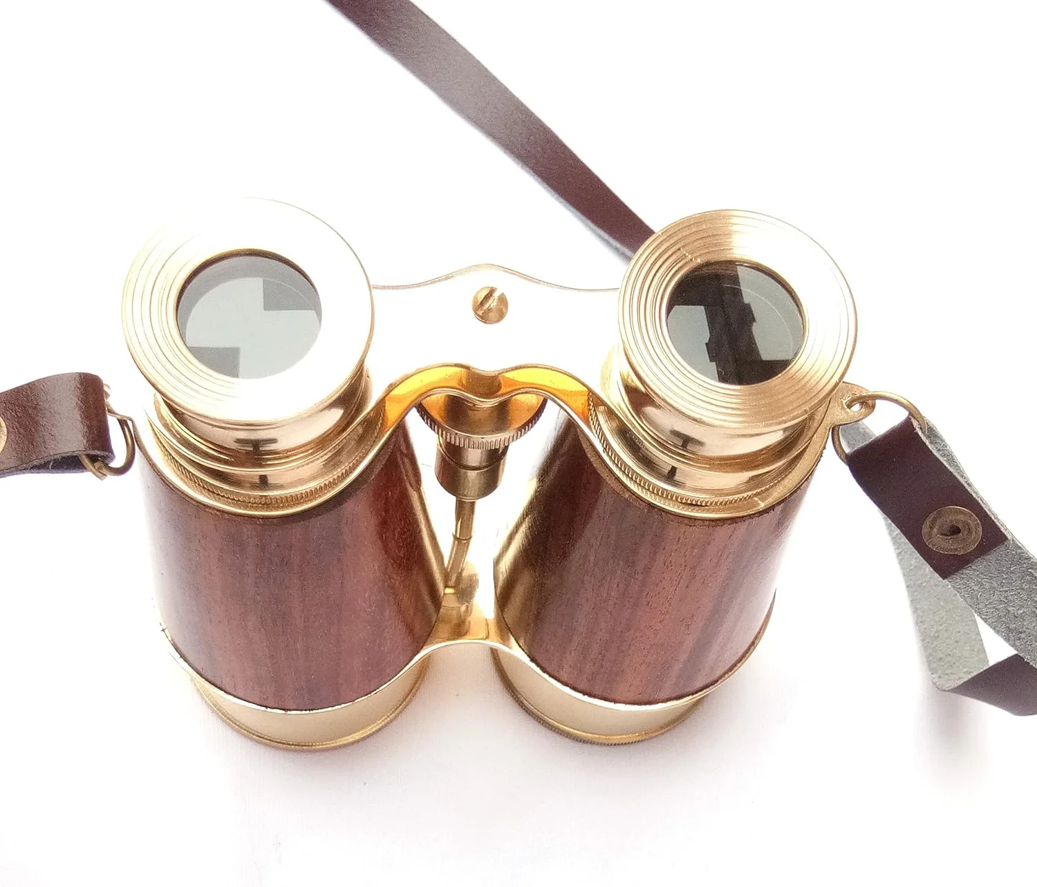 دوربین شکاری برنجی جامد و براق عتیقه برای بزرگسالان و کودکان با بند گردنی چرمی، دوربین شکاری دریایی جمع و جور 6 اینچی برای تماشای پرندگان، شکار و بازی های ورزشی (ماکت)