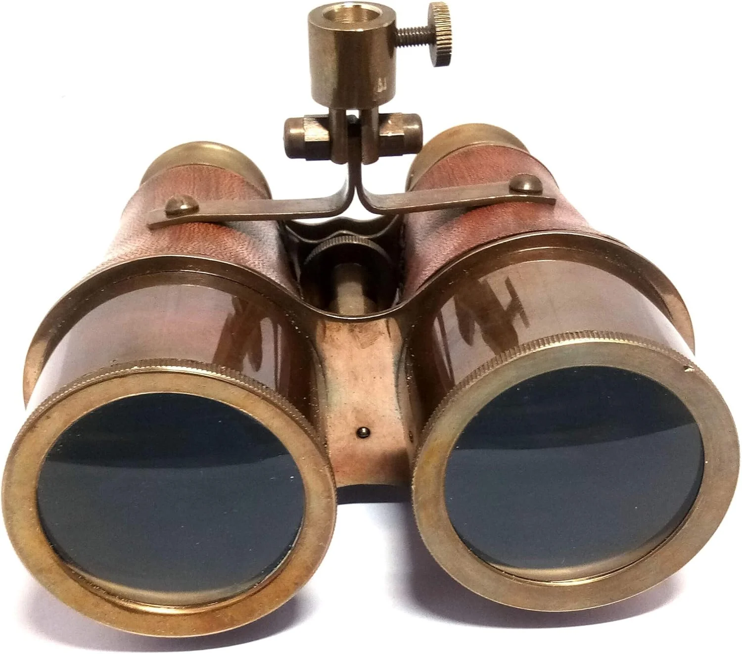 دوربین شکاری 14 اینچی برنجی عتیقه با روکش چرمی قرمز و سه پایه چوبی رومیزی، دوربین شکاری با تنظیم آسان، دوربین شکاری قابل حمل (مدل بازسازی شده)