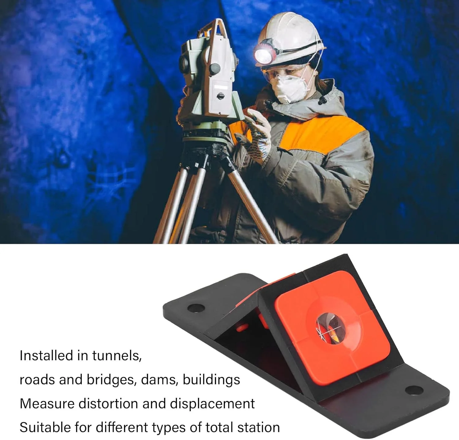 مینی منشور دو طرفه ۴۵ درجه مناسب دستگاه توتال استیشن، نارنجی