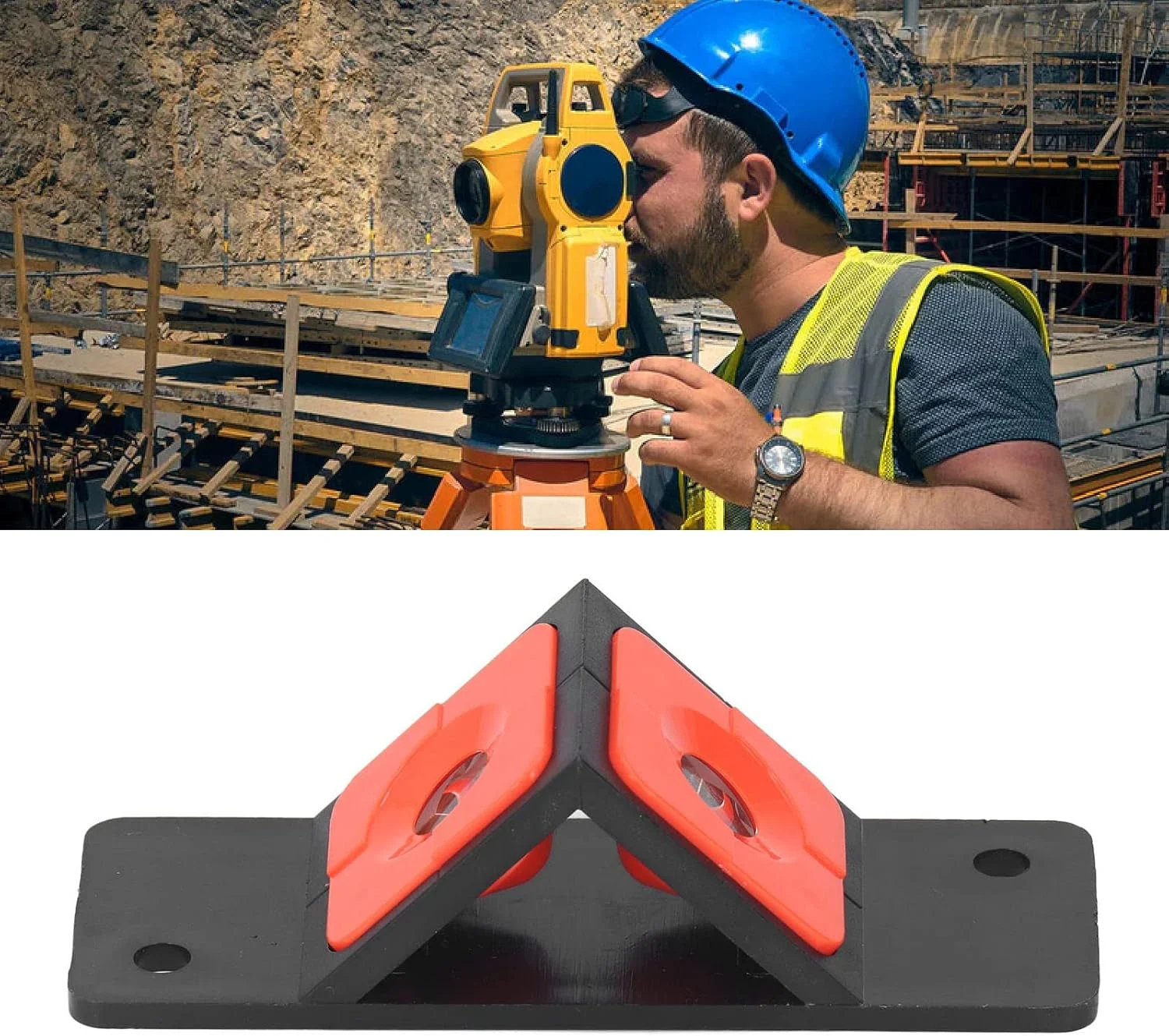 مینی منشور دو طرفه ۴۵ درجه مناسب دستگاه توتال استیشن، نارنجی