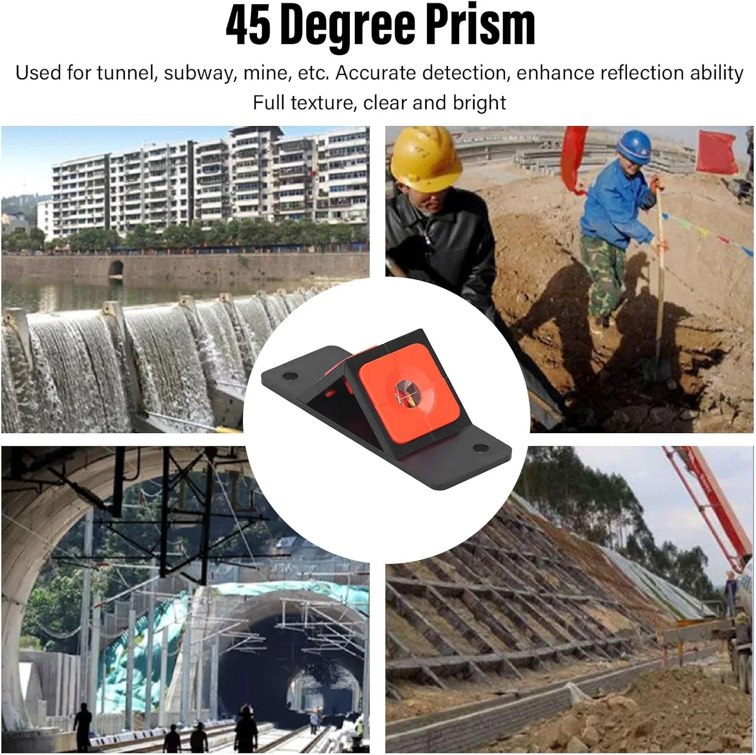 مینی منشور دو طرفه ۴۵ درجه مناسب دستگاه توتال استیشن، نارنجی