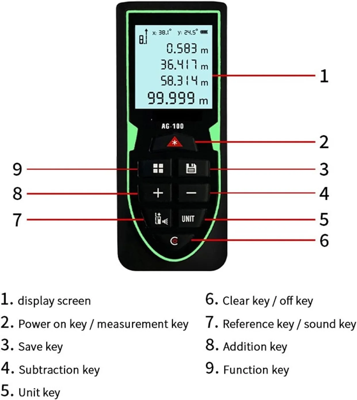 فاصله سنج لیزری TISTIK، 100 متر، 50 متر، متر نواری، ابزار اندازه گیری دیجیتال، دقت بالا (رنگ: لیزر قرمز 50 متر، سایز: X)