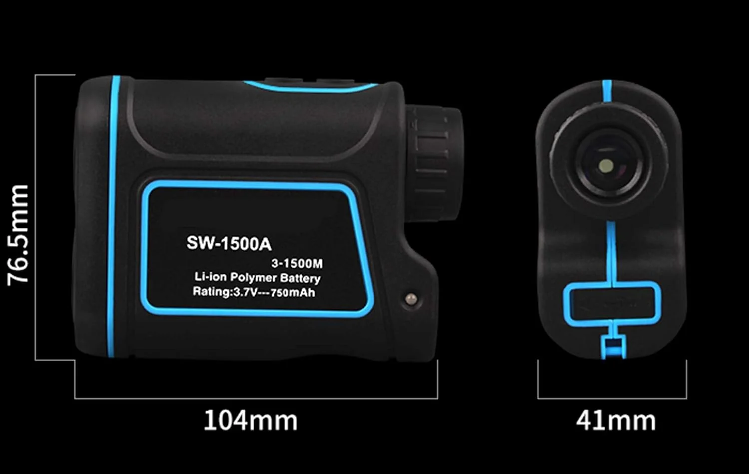 فاصله یاب TEmkin با تلسکوپ LCD، ابزار اندازه گیری فاصله قابل شارژ دستی با دقت بالا 3-1500 متر (سایز: 3-1000 متر)