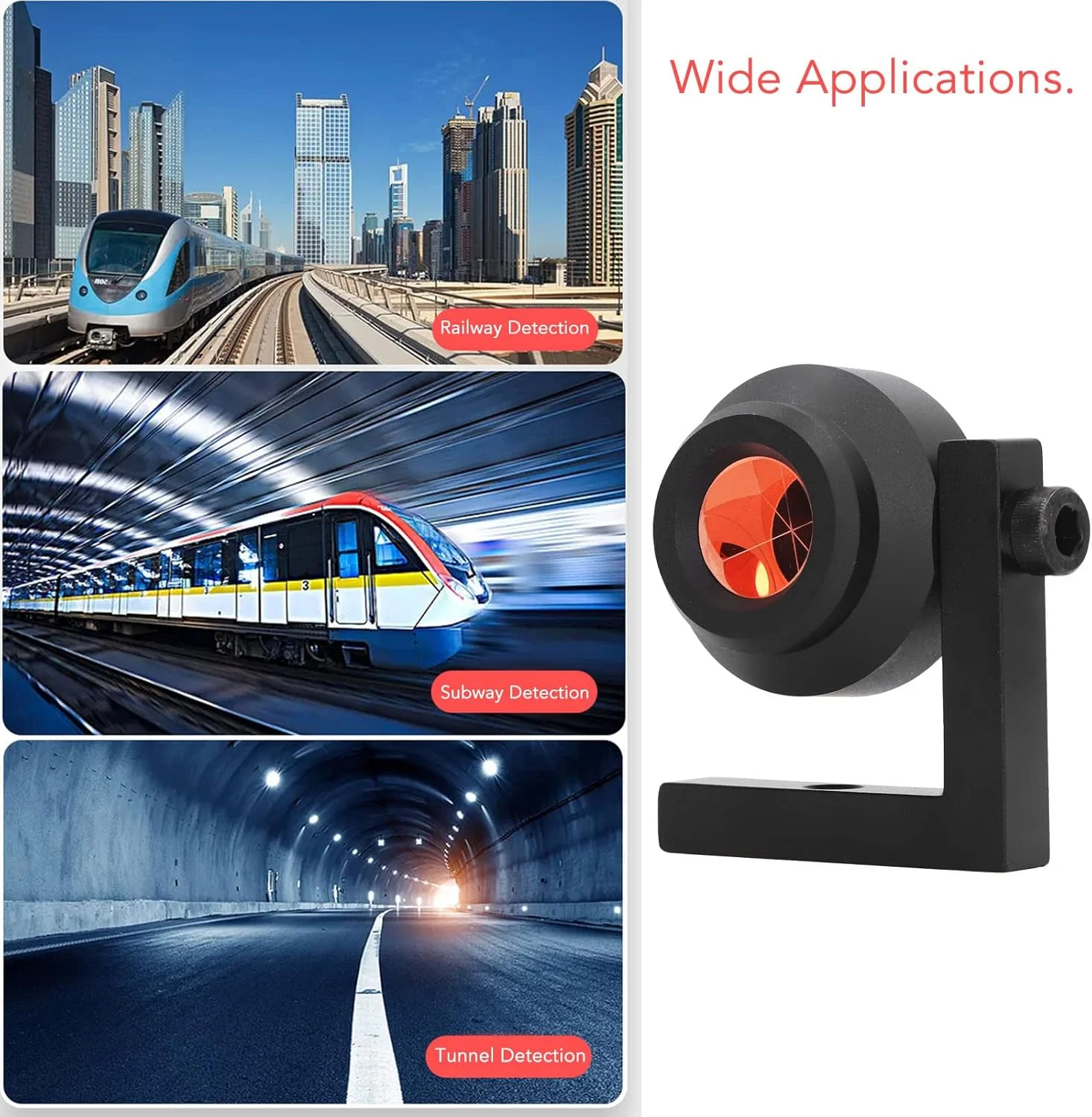 منشور زاویه راست 90 درجه با پایه L شکل، منشور بازتاب شیشه ای دو طرفه