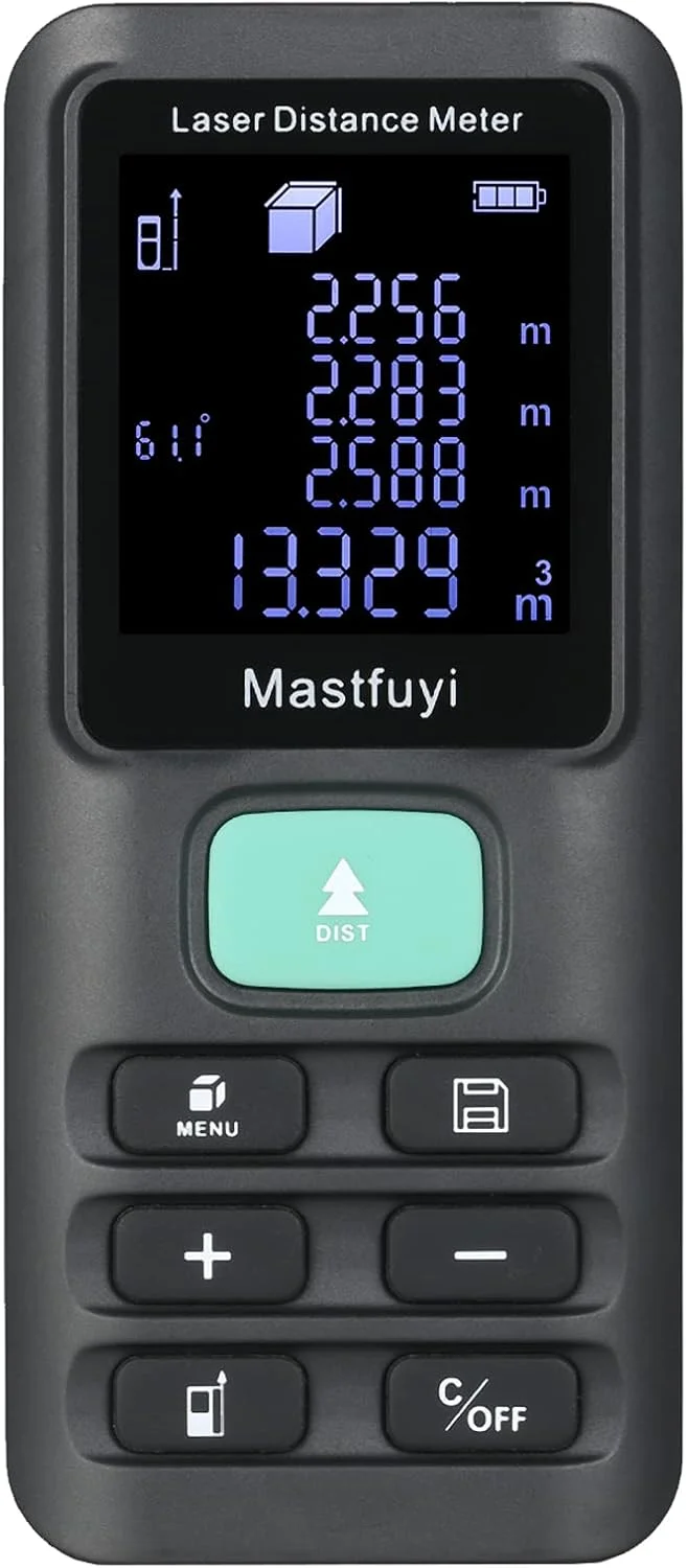 متر فاصله یاب دستی 120 متری دیجیتال لیزری الکترونیکی، دستگاه اندازه گیری مساحت/حجم/فیثاغورث با قابلیت ذخیره سازی 99 گروه داده