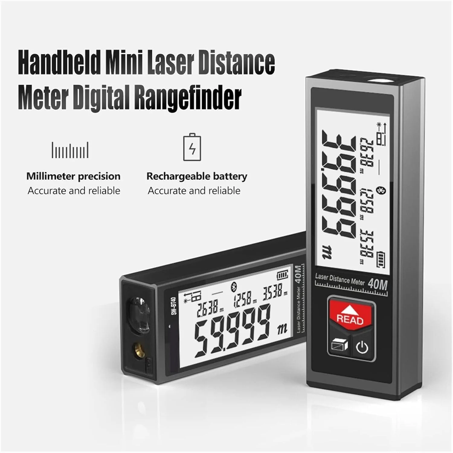 متر لیزری دستی FYUITGT مدل SW-B60، دستگاه اندازه گیری فاصله دیجیتال، قابل شارژ، دقت بالا
