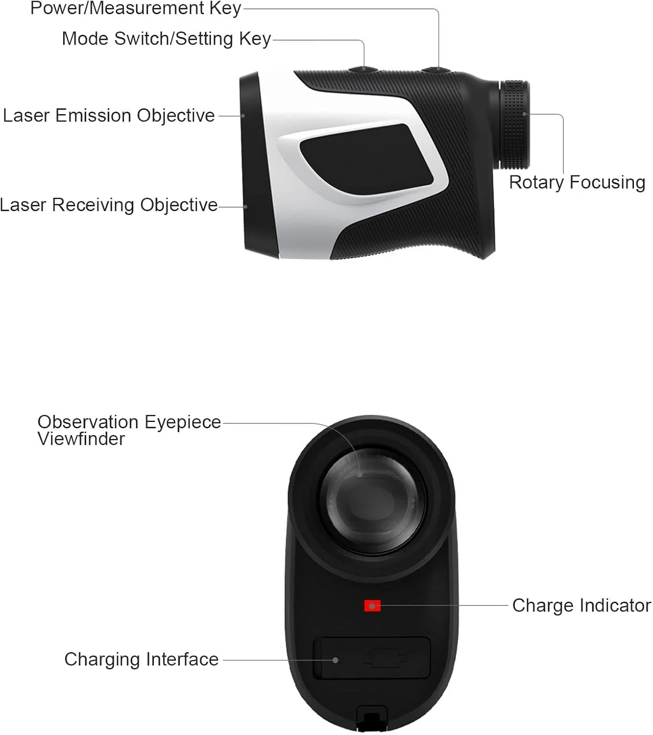 فاصله یاب 1000 متری، مناسب ورزش های فضای باز، متر فاصله گلف قابل حمل، ضد آب IP54، مقاوم در برابر مه با بزرگنمایی 6 برابر