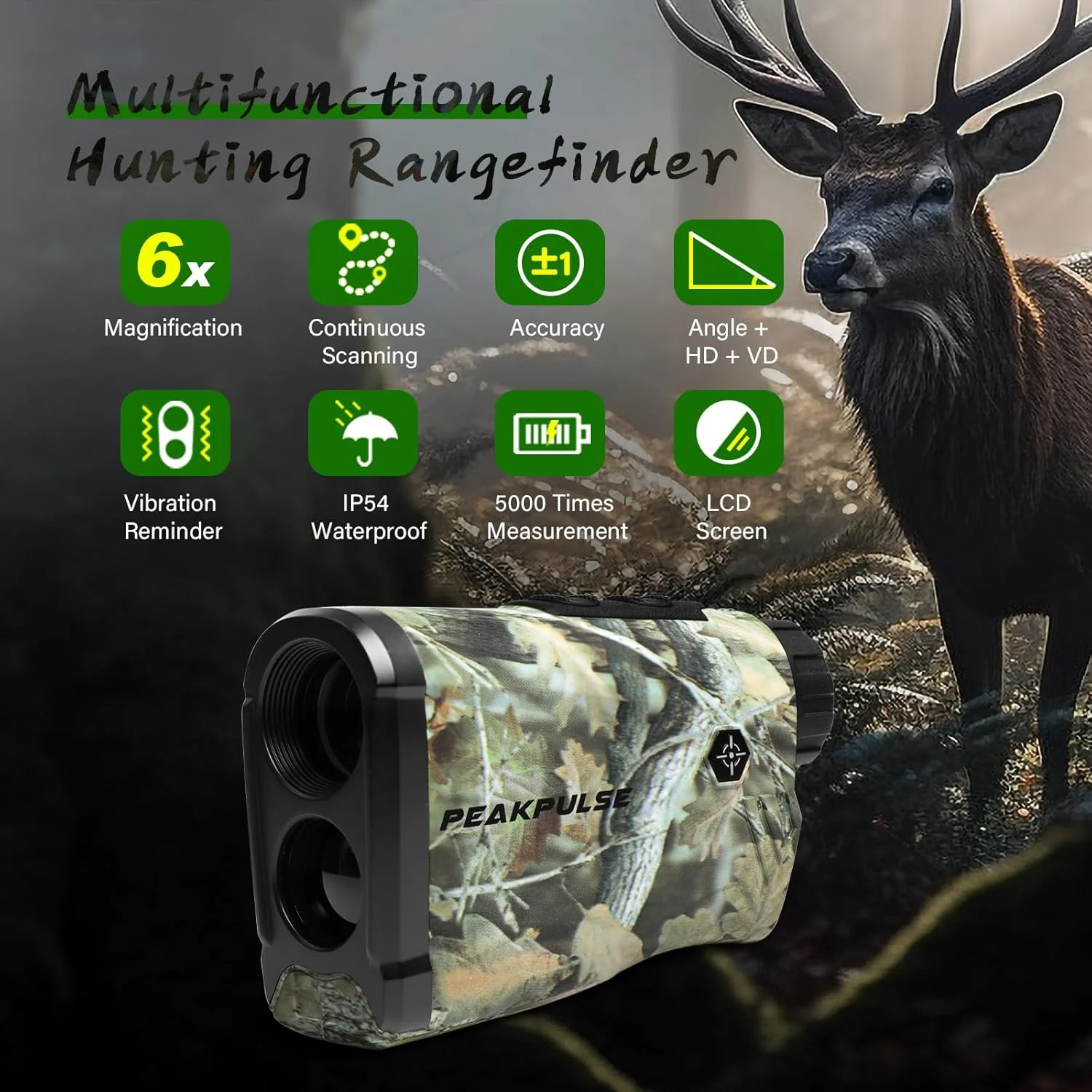 فاصله یاب لیزری شکار، برد ۱۴۰۰ یارد، زوم ۶ برابر، ۳ حالت، اندازه گیری زاویه، افقی و عمودی