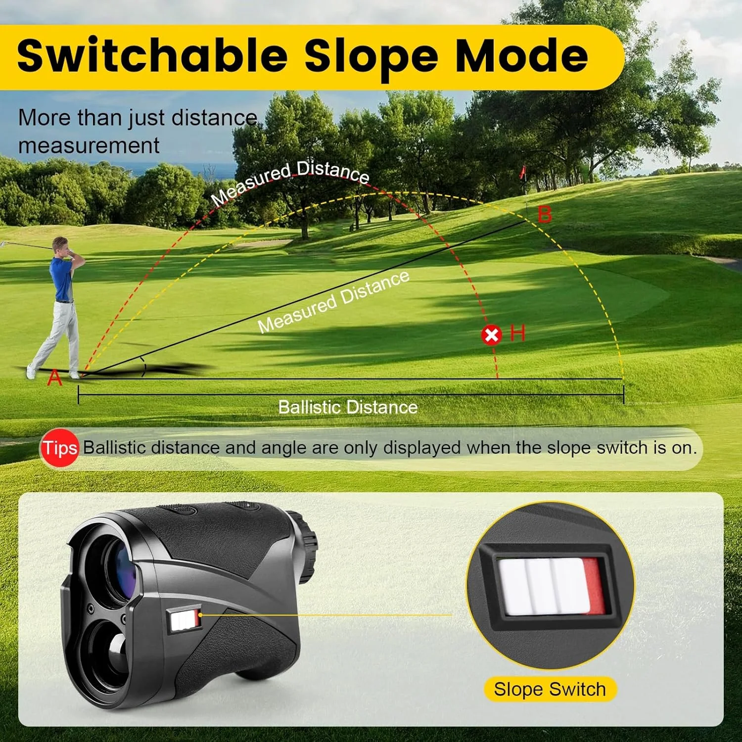 مسافت یاب لیزری گلف، مسافت یاب برای شکار، 1100 یارد با دقت بالا، 6 برابر بزرگنمایی، قفل پرچم، هشدار لرزشی، ضد آب و ضد مه، برای مسابقات و فعالیت های فضای باز
