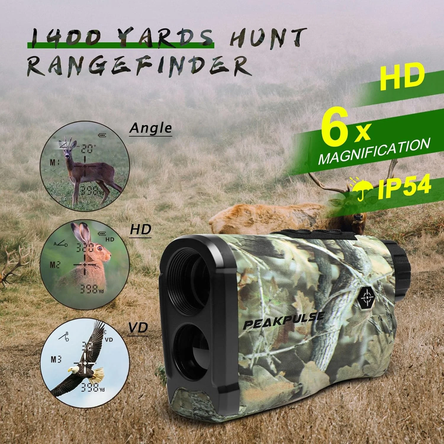 فاصله یاب لیزری شکار، برد ۱۴۰۰ یارد، زوم ۶ برابر، ۳ حالت، اندازه گیری زاویه، افقی و عمودی