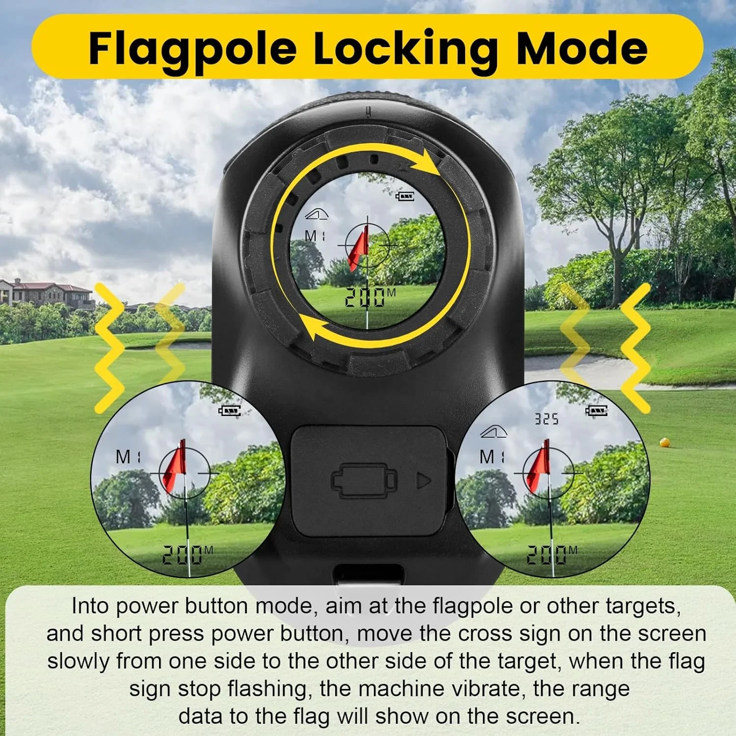 مسافت یاب لیزری گلف، مسافت یاب برای شکار، 1100 یارد با دقت بالا، 6 برابر بزرگنمایی، قفل پرچم، هشدار لرزشی، ضد آب و ضد مه، برای مسابقات و فعالیت های فضای باز