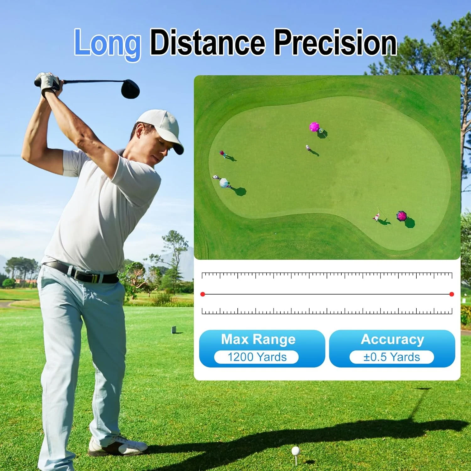 فاصله یاب گلف با شیب، فاصله یاب لیزری 1200 یاردی با بزرگنمایی 7X، فاصله یاب گلف قابل شارژ با قفل پرچم، لرزش، مغناطیسی، لوازم جانبی گلف برای مردان و زنان